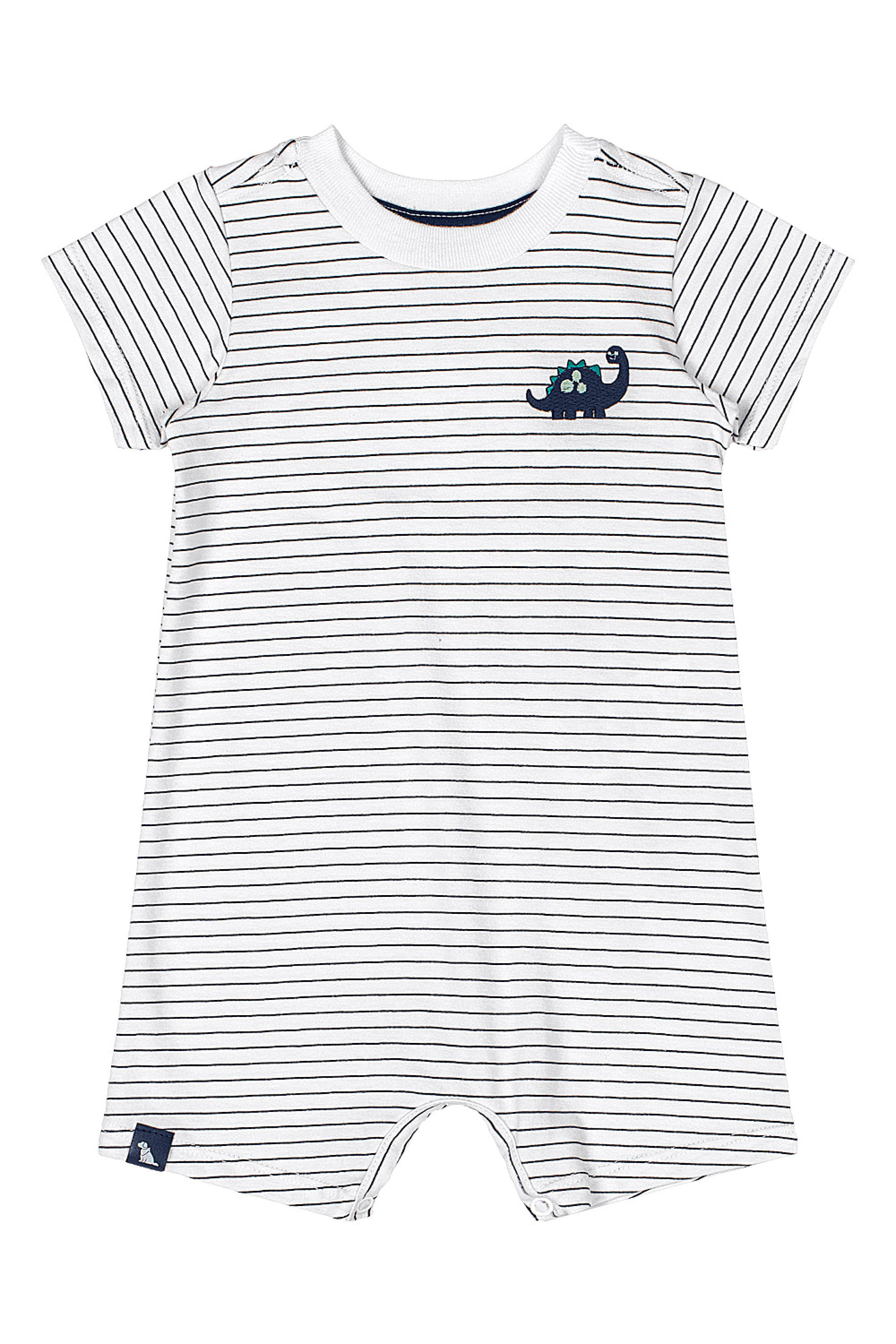 Macaquinho Listrado Bebê Menino com Patch de Dinossauro (Branco) Quimby - Imagem 5