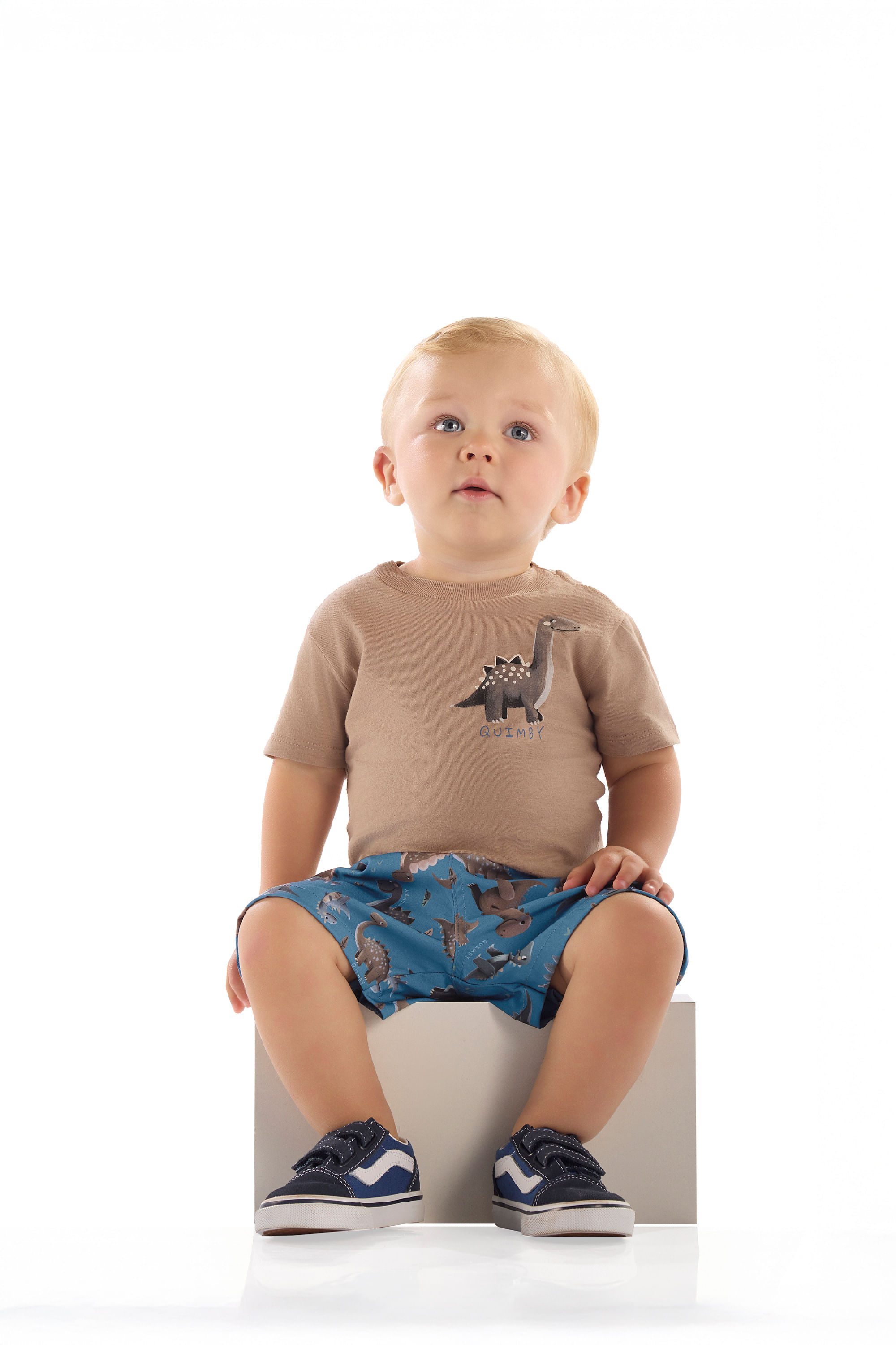 Conjunto para Bebê Menino Camisa Dino e Bermuda (Marrom ) Quimby