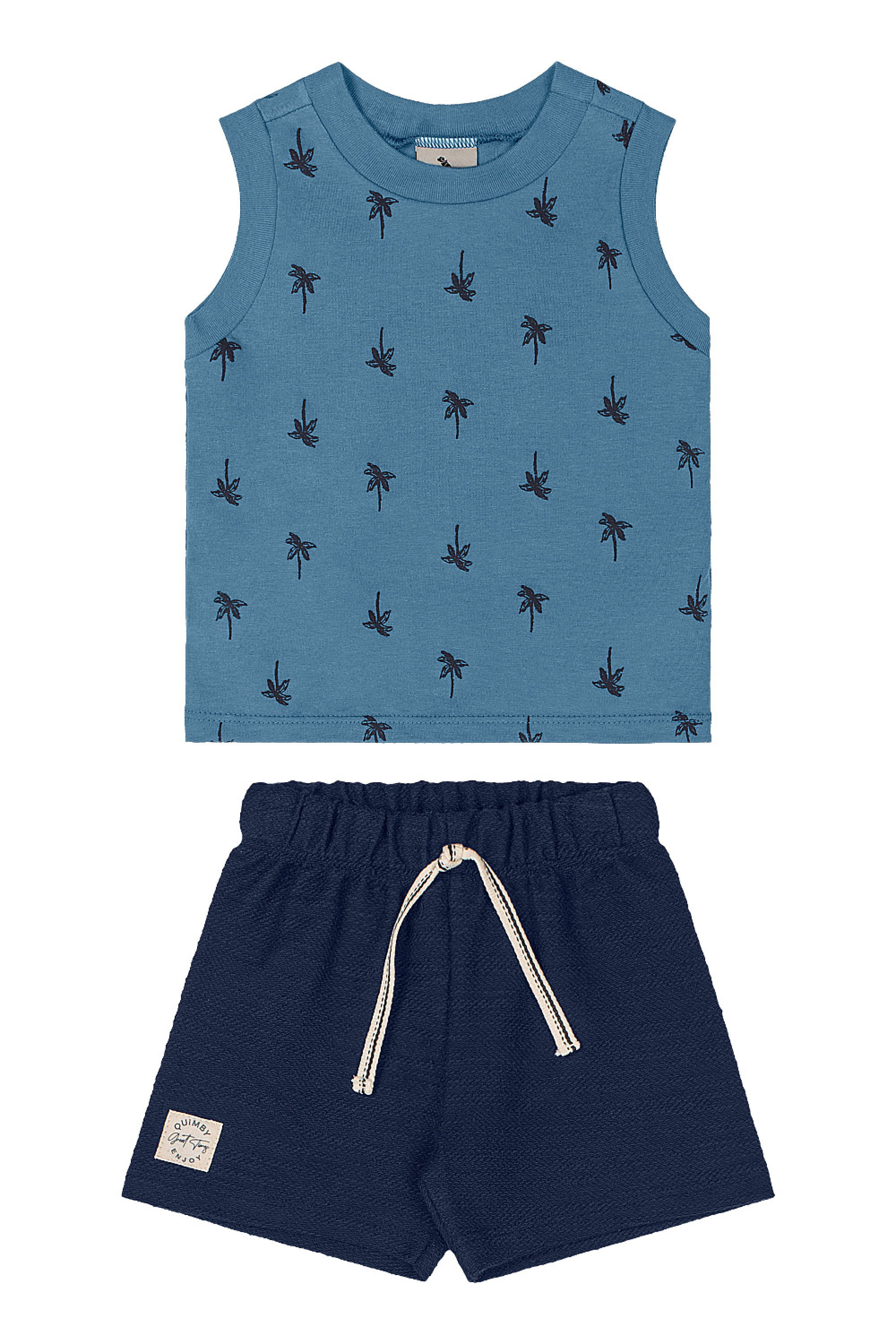Conjunto para Menino Regata Estampada e Bermuda (Azul) Quimby - Imagem 16