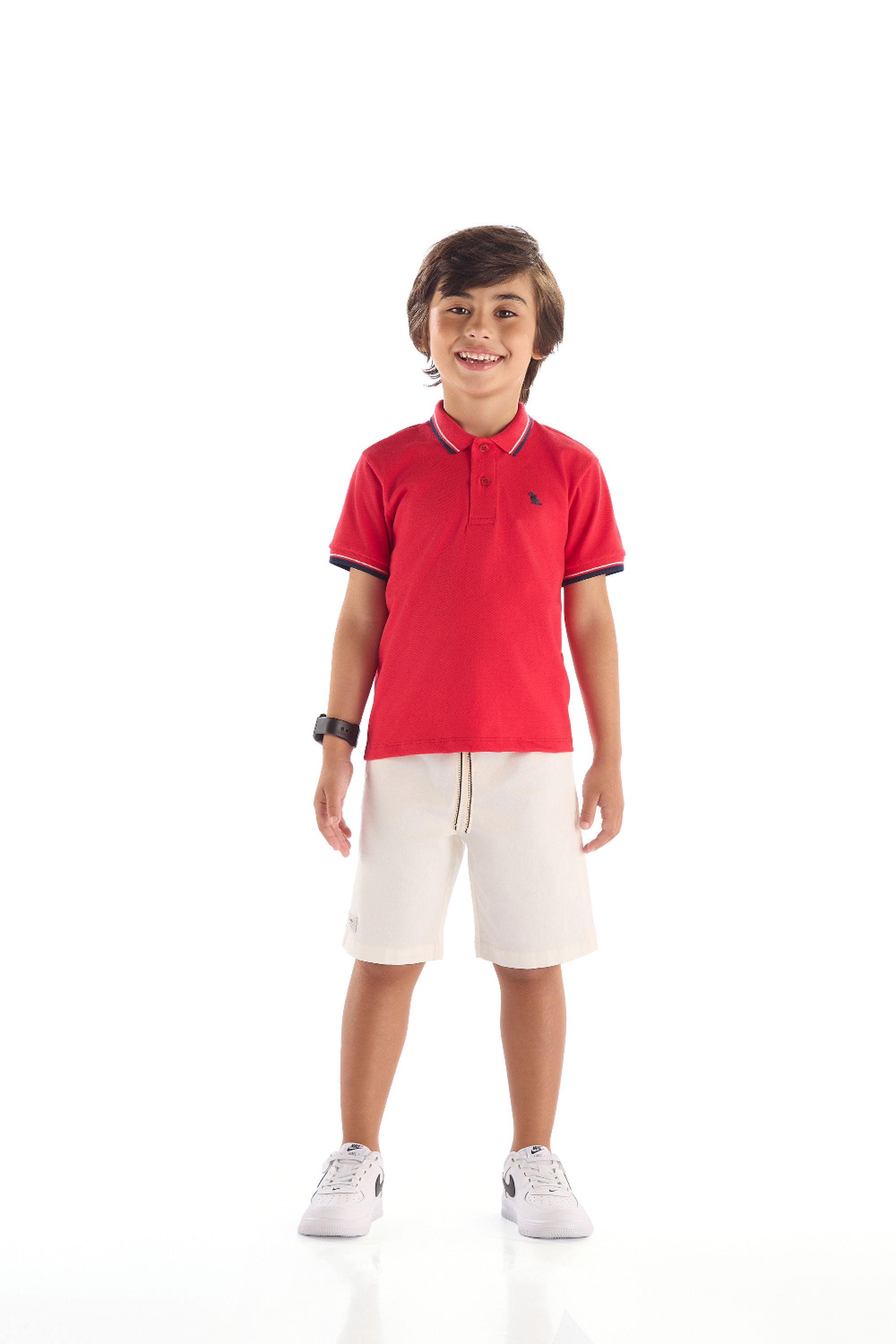 Conjunto Infantil Masculino Camisa Polo e Bermuda (Vermelho) Quimby - Imagem 7
