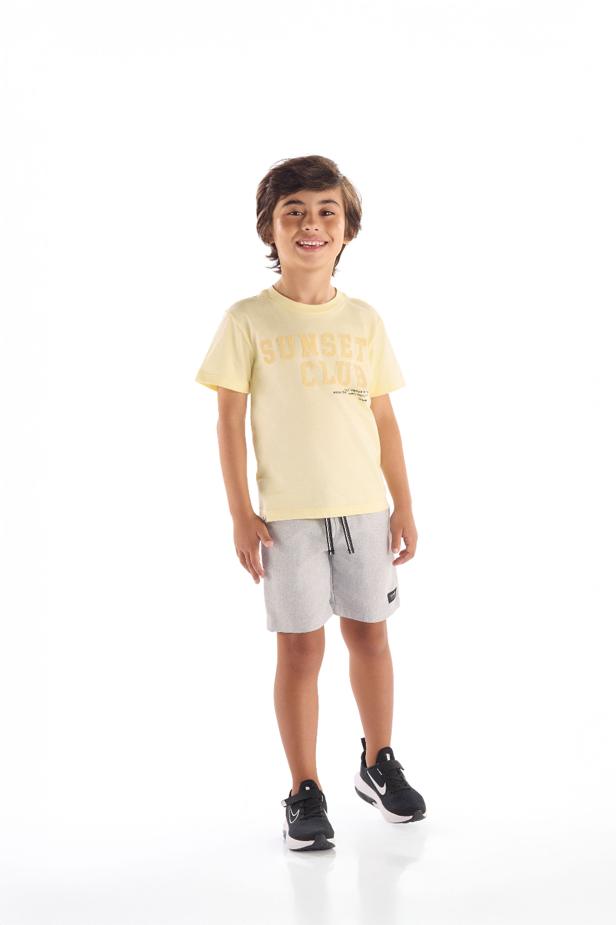 Camiseta Infantil Masculina em Algodão (Amarelo Claro) Quimby - Imagem 10