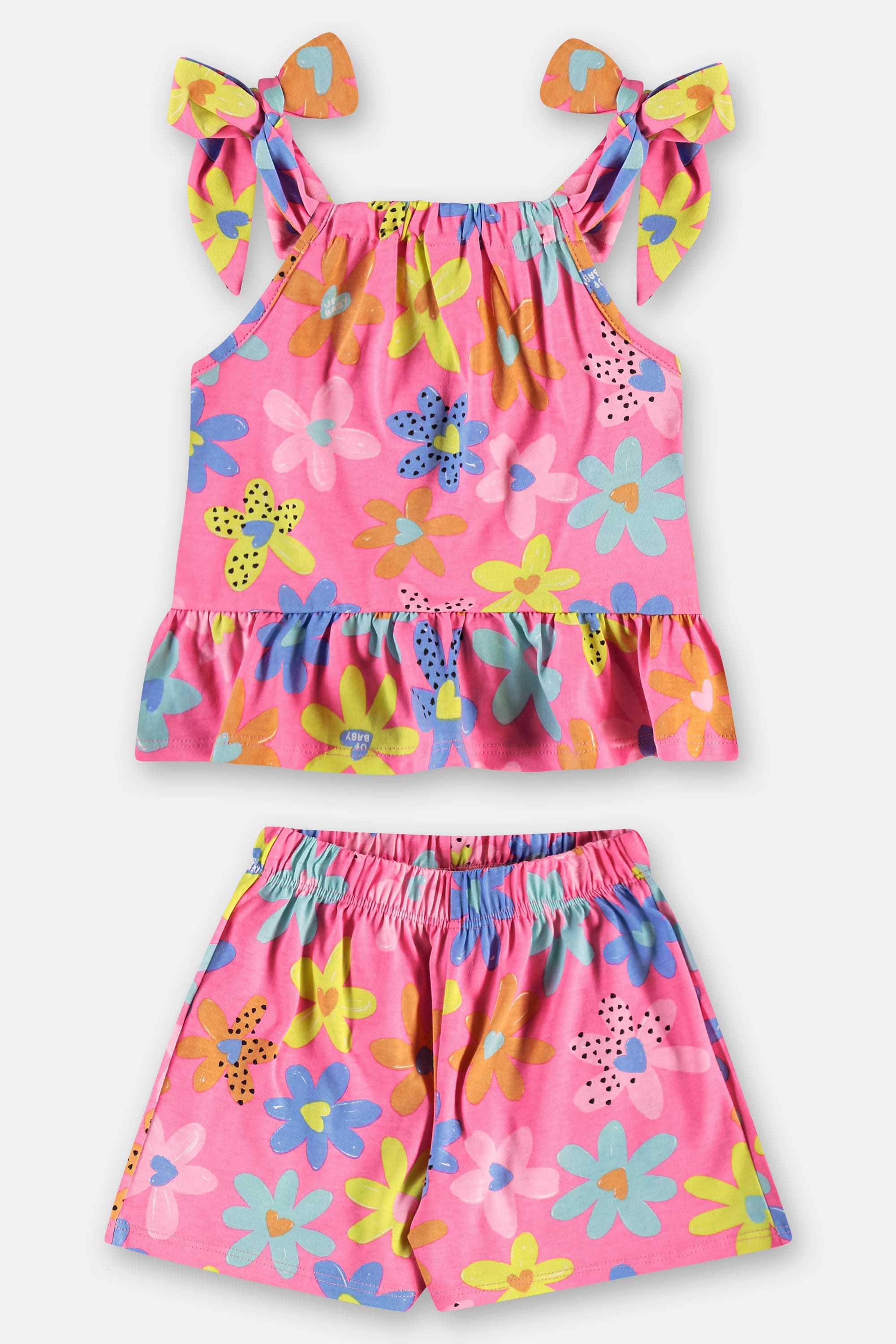 Conjunto Infantil Bata e Short Algodão Floral (Rosa) Up Baby - Imagem 42