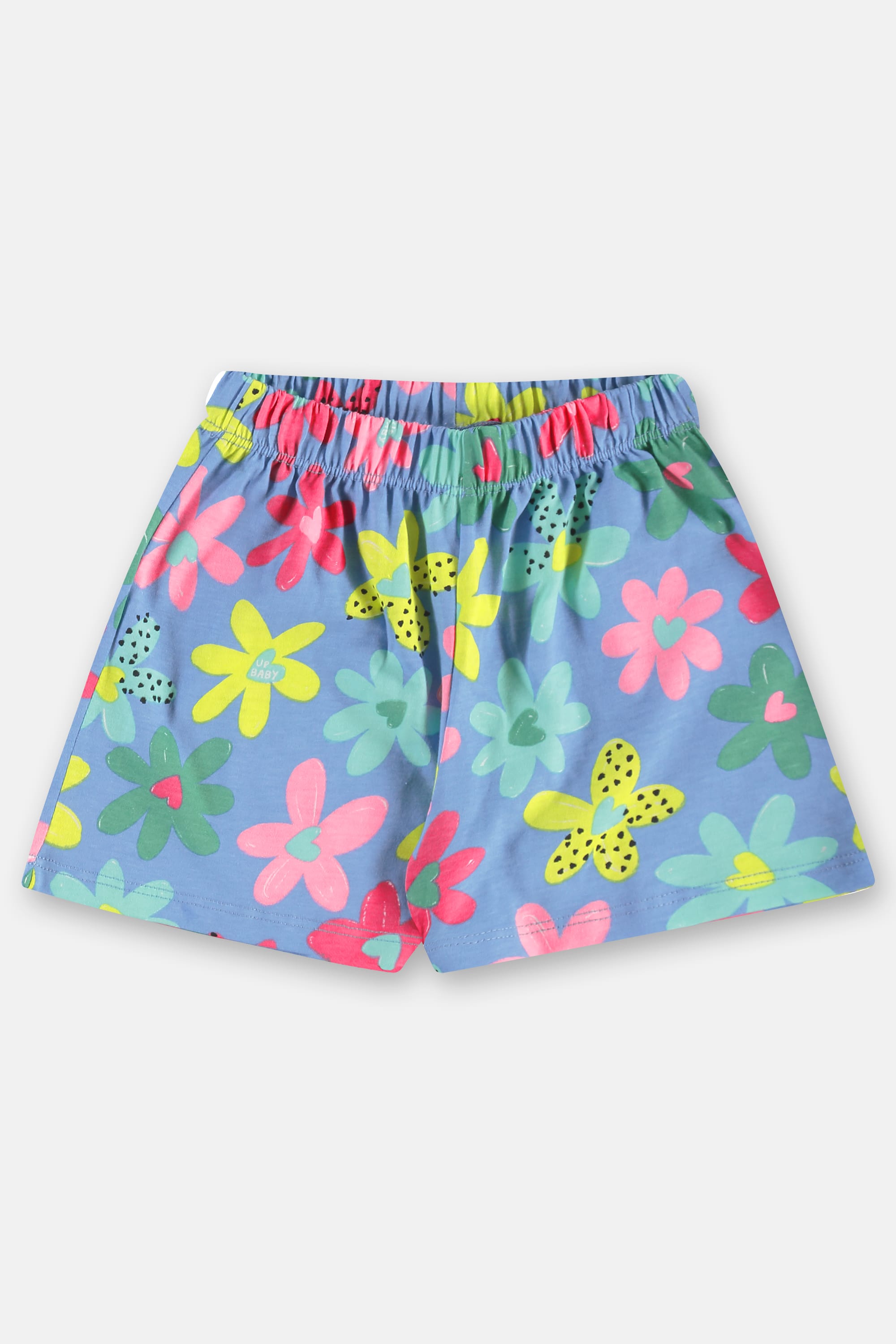 Conjunto Infantil Bata e Short Algodão Floral (Azul) Up Baby - Imagem 39