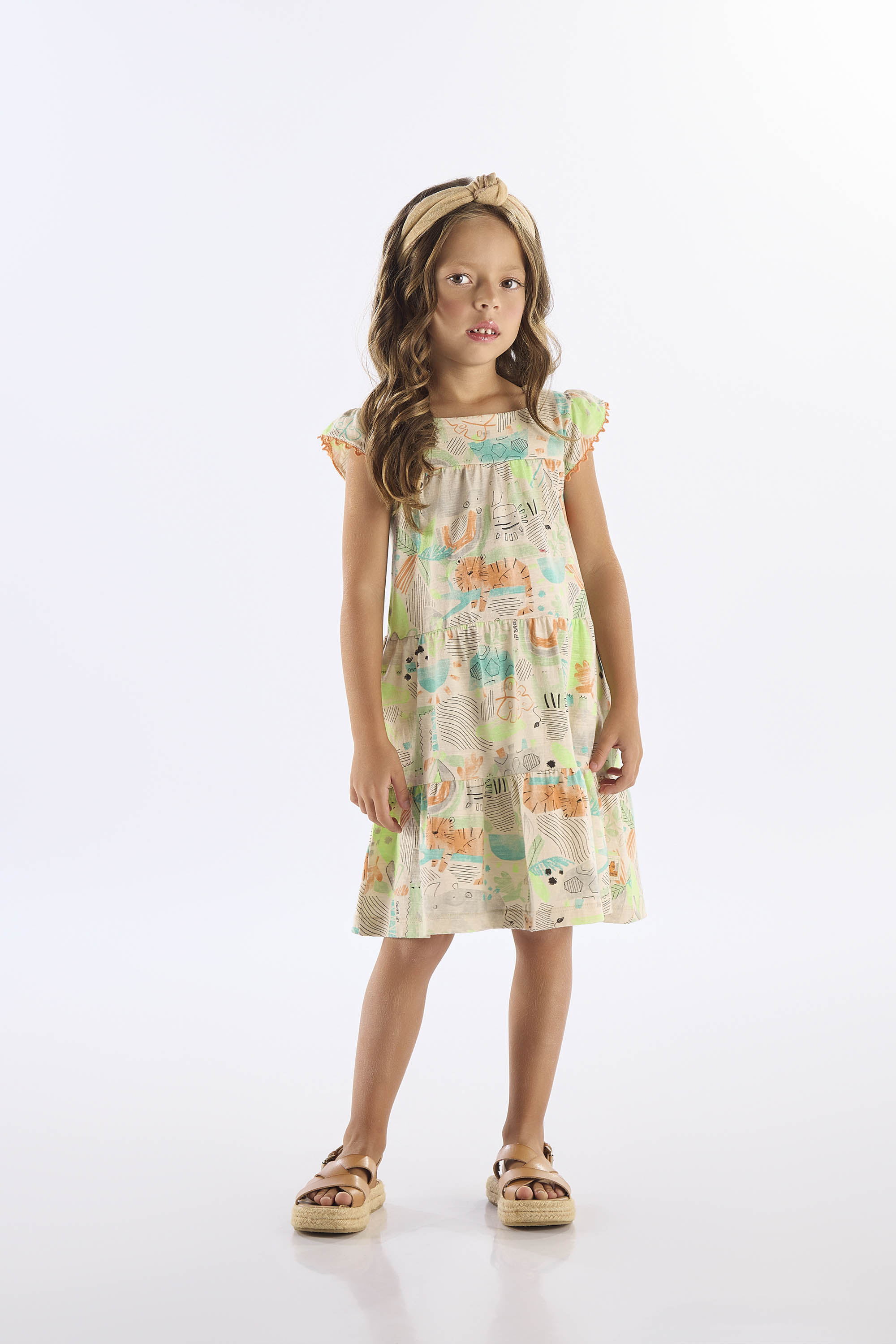 Vestido Infantil em Algodão Flamê (Bege) Up Baby - Imagem 10