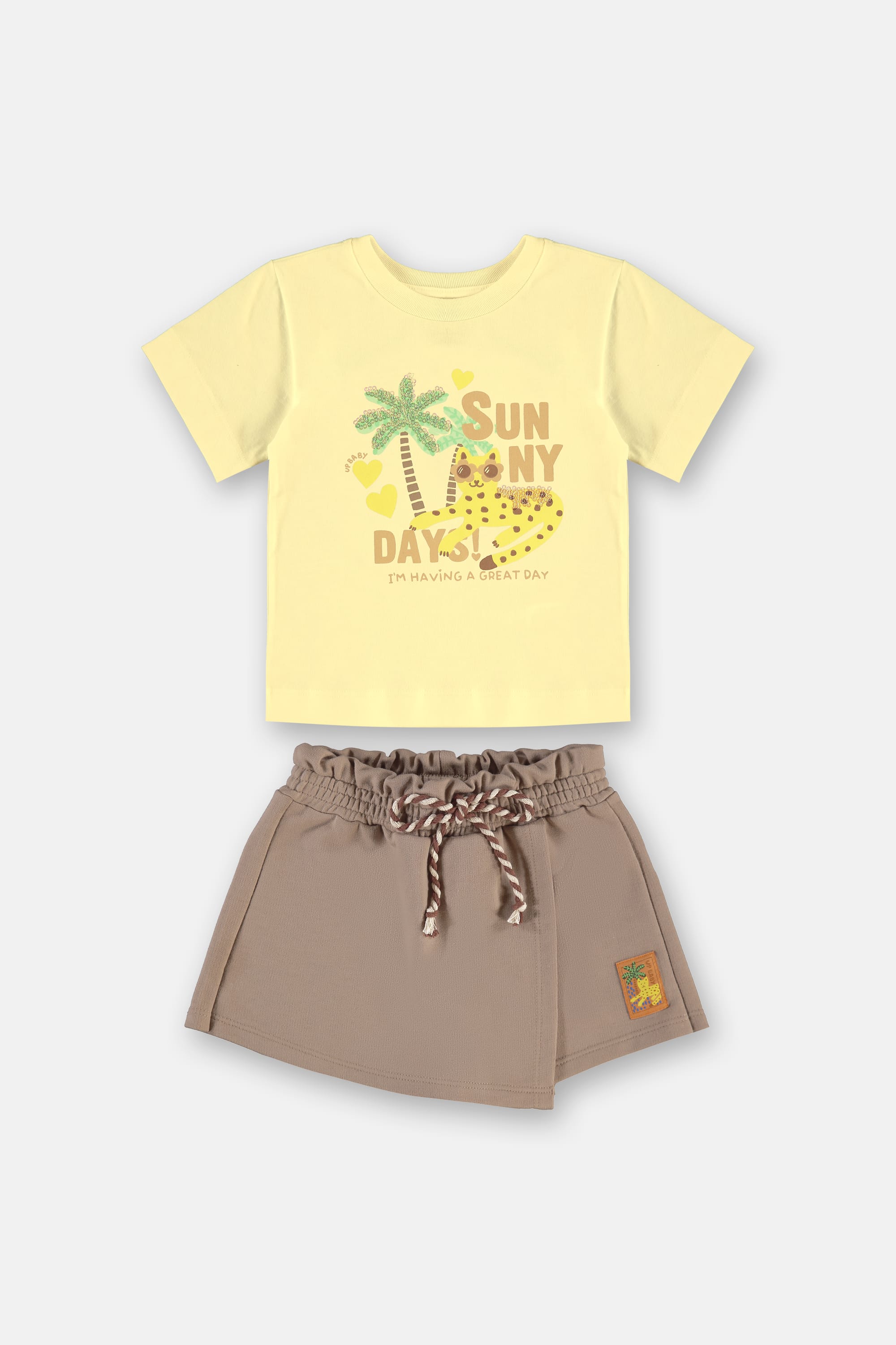 Conjunto Infantil com Blusa e Short-Saia (Amarelo) Up Baby - Imagem 6