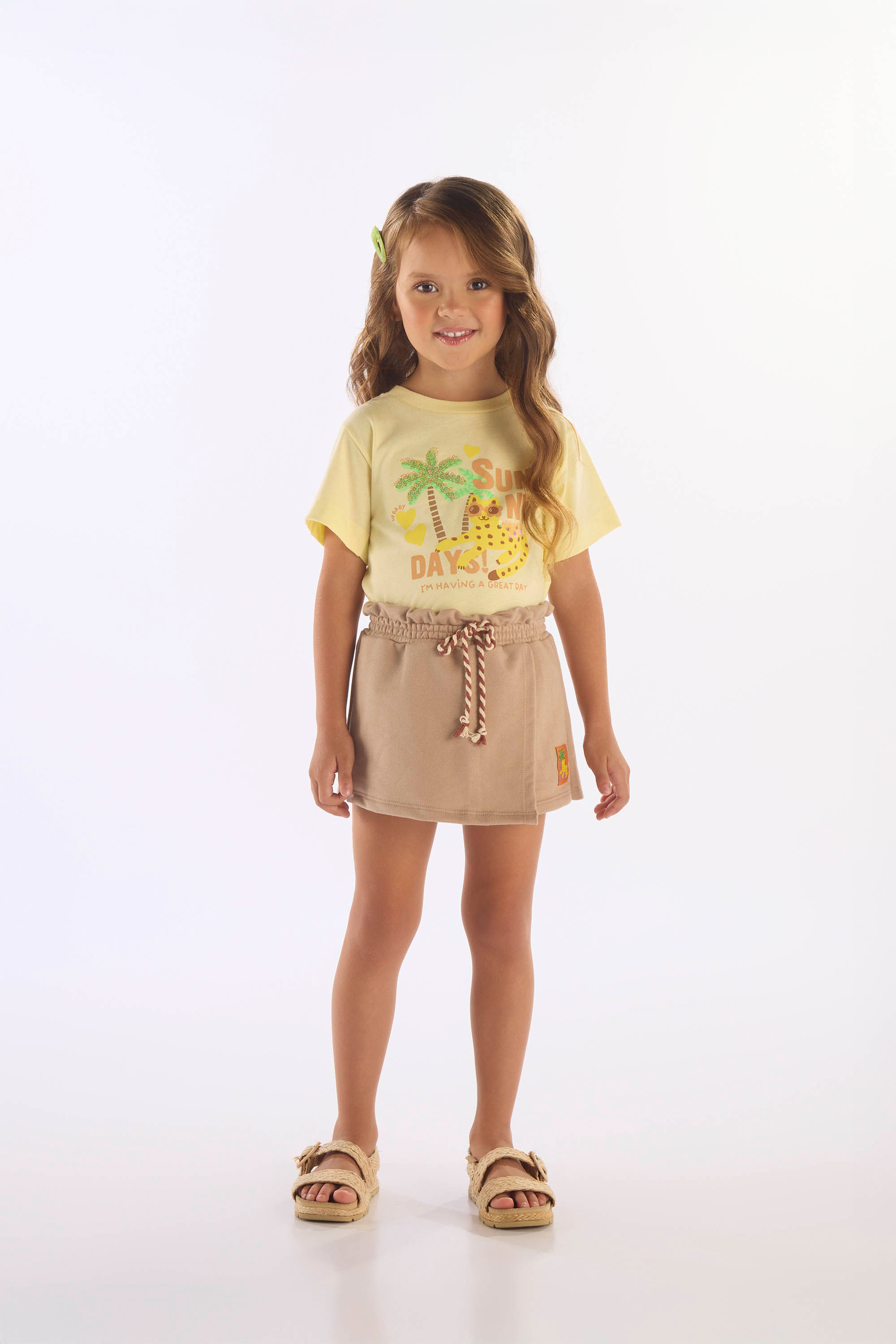 Conjunto Infantil com Blusa e Short-Saia (Amarelo) Up Baby - Imagem 37
