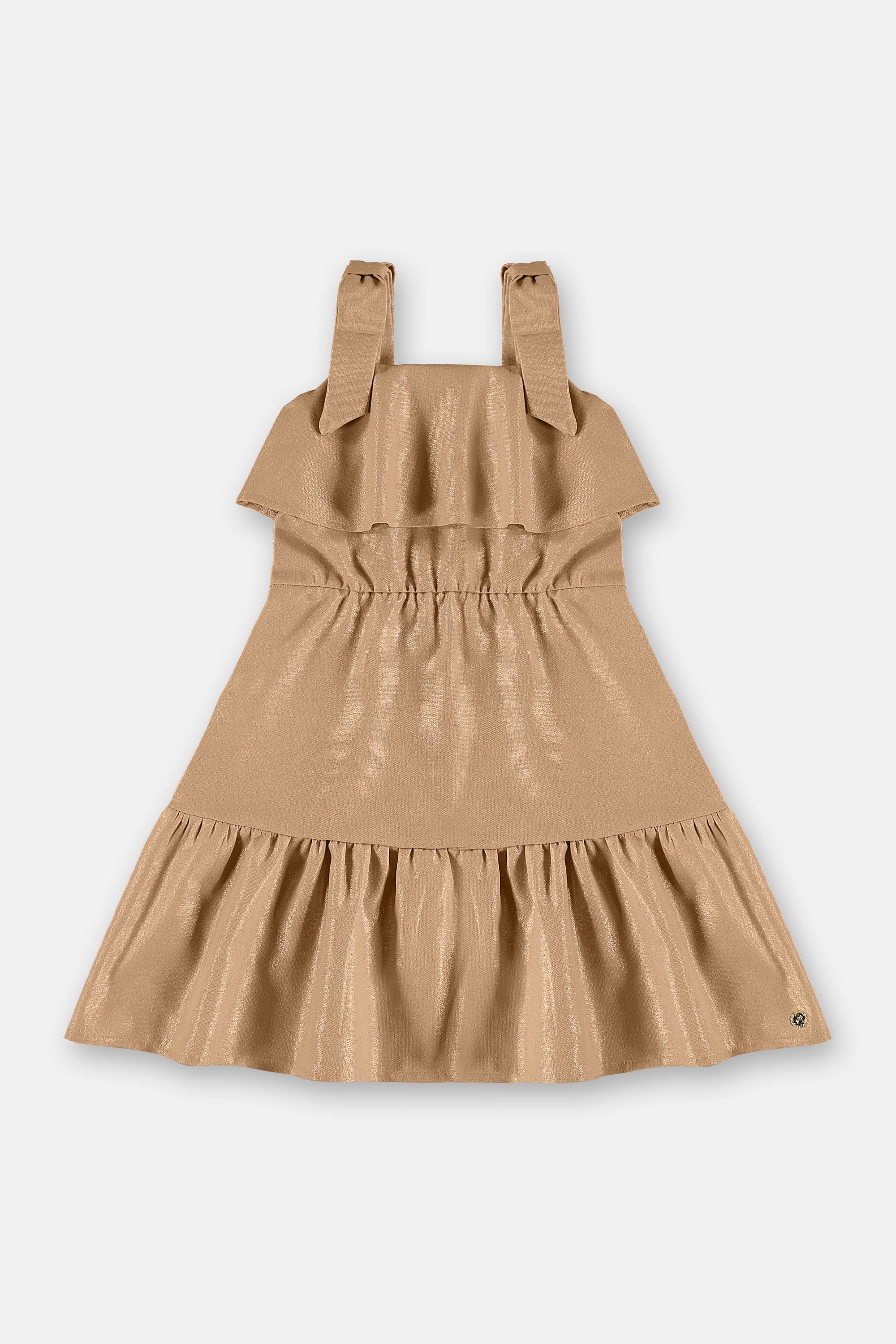 Vestido Infantil em Tecido de Linho com Foil (Marrom) Up Baby - Imagem 11