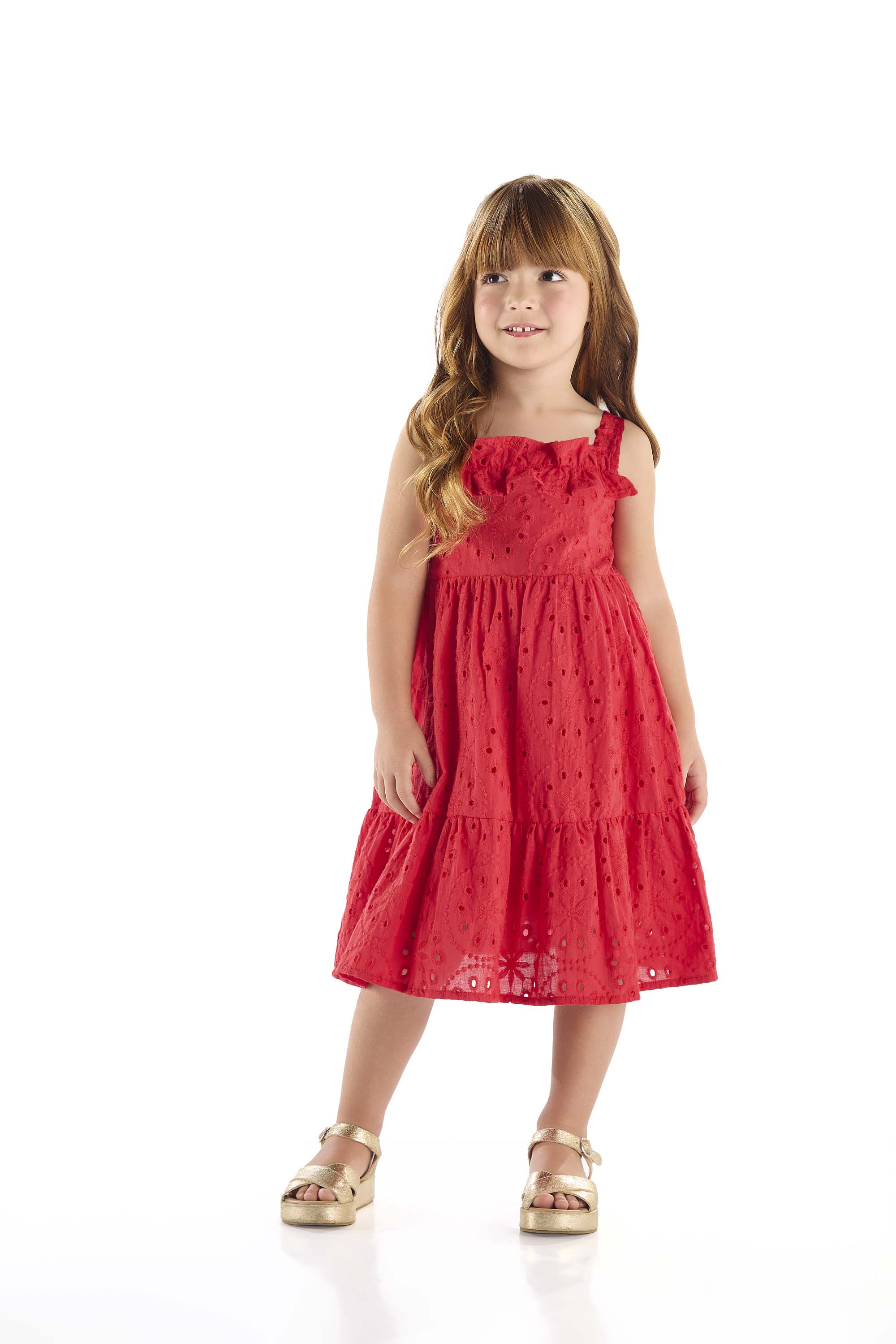 Vestido Infantil em Tecido Laise Forrado (Vermelho) Up Baby - Imagem 10