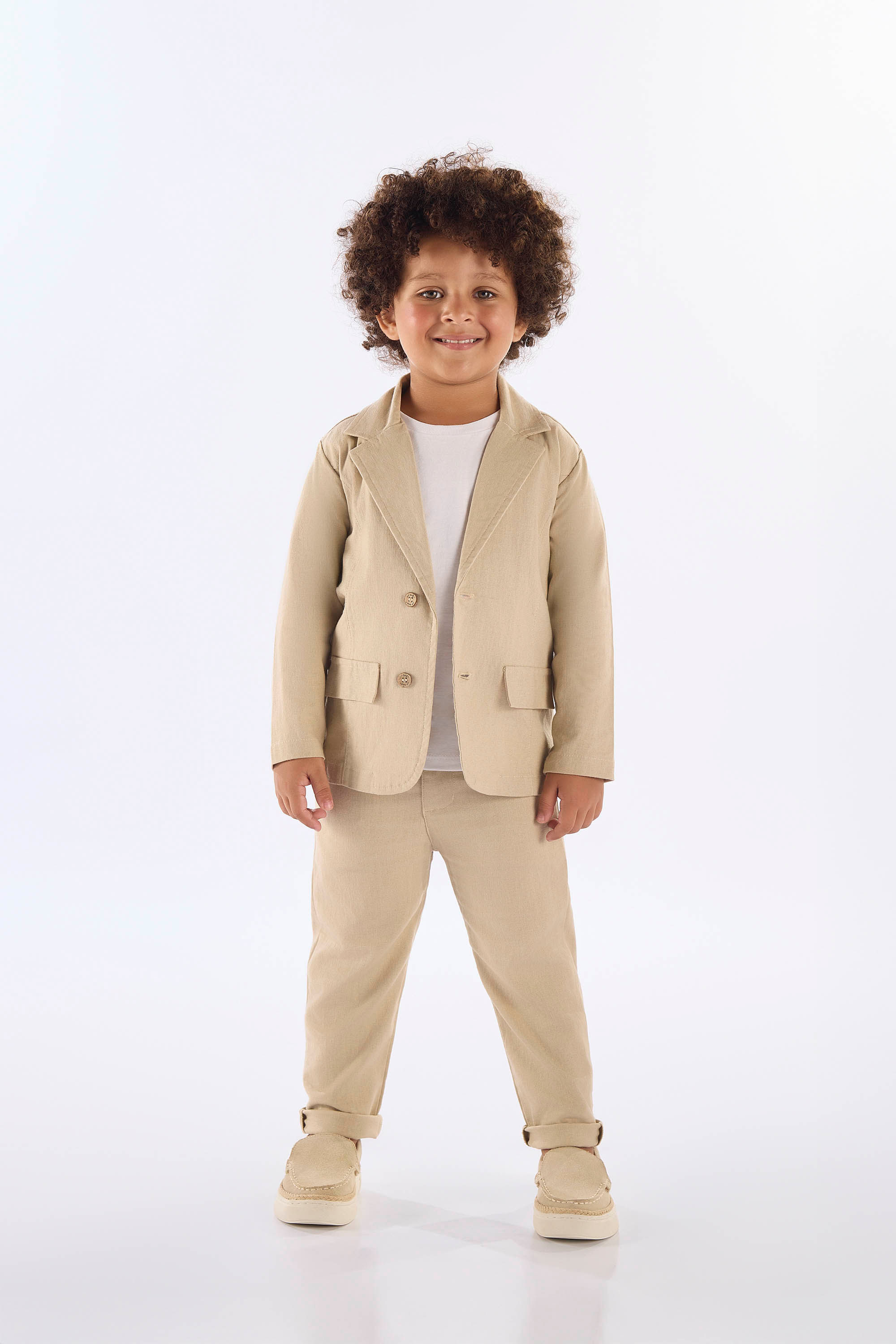 Calça Infantil Masculina em Linho com Elastano (Bege) Up Baby - Imagem 19