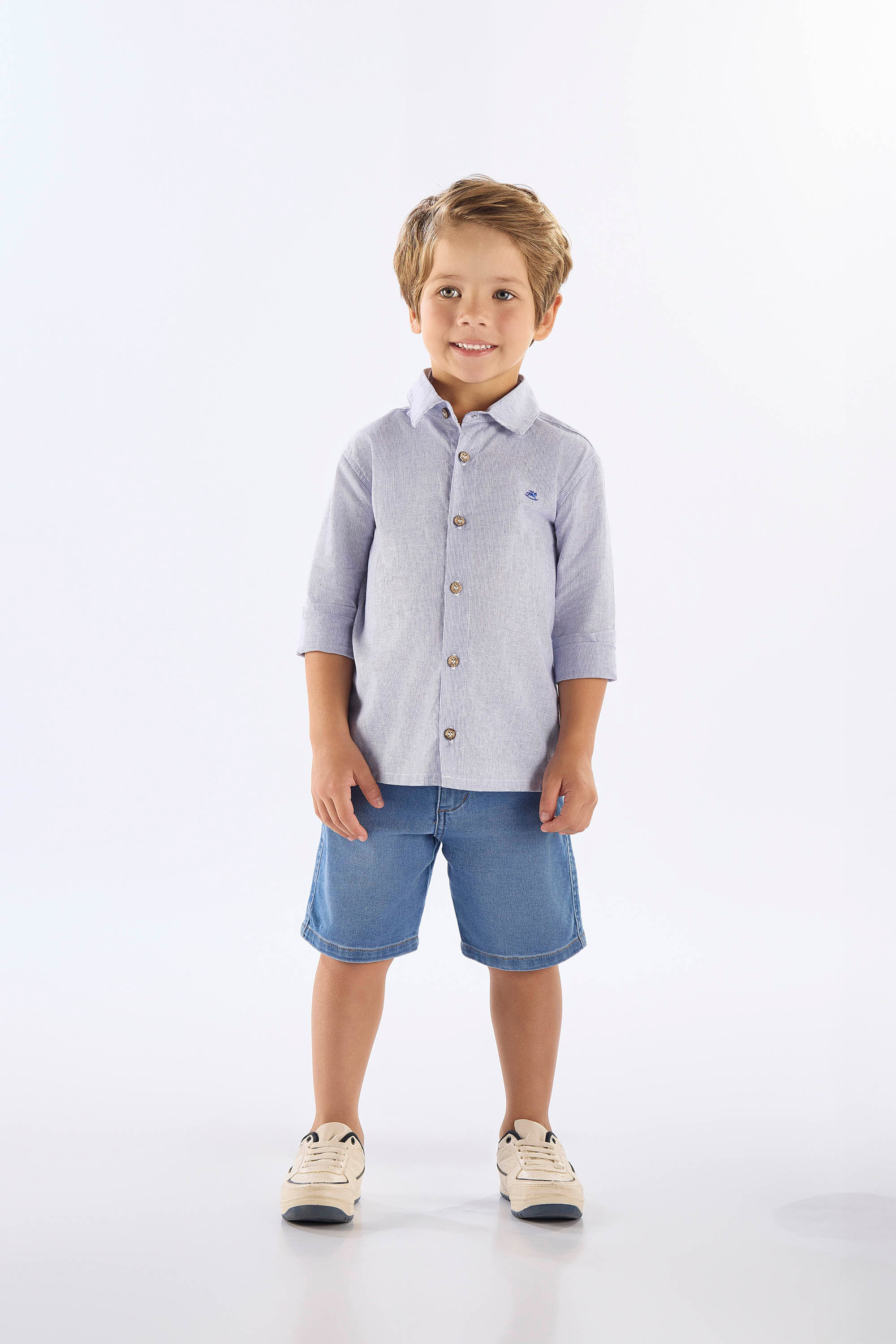 Bermuda Infantil Masculina em Jeans com Elastano (Azul) Up Baby