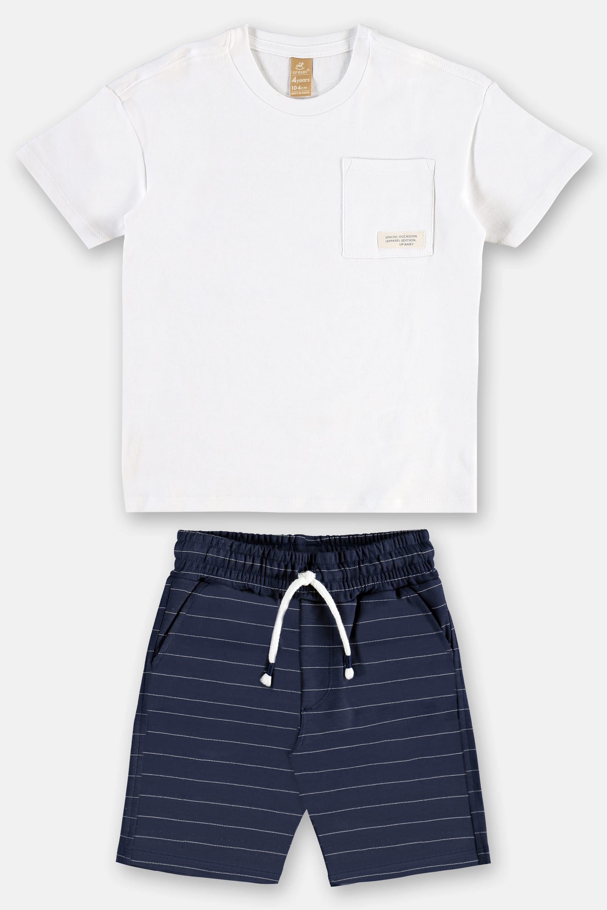 Conjunto Infantil Camiseta em Suedine e Bermuda Risca de Giz (Branco) Up Baby - Imagem 42