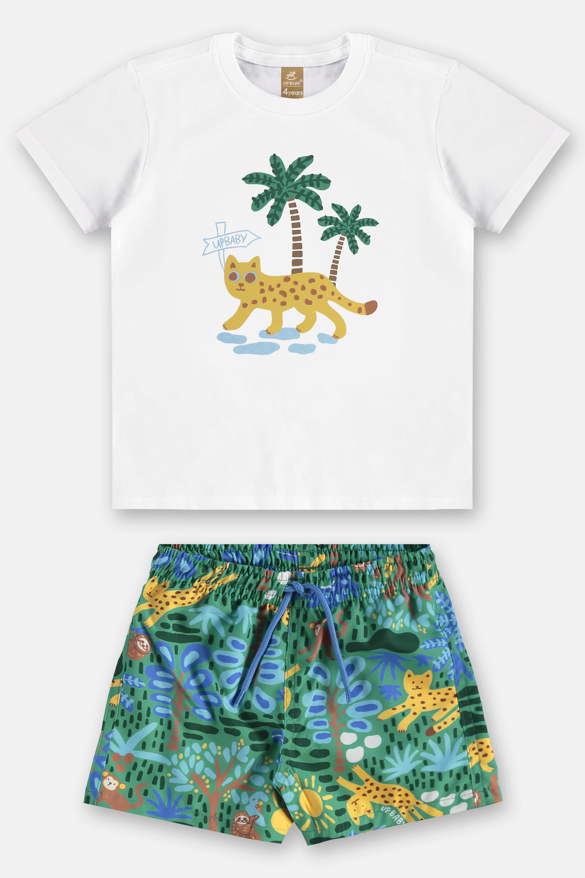 Conjunto Infantil com Camiseta em Algodão e Short em Microfibra (Branco) Up Baby - Imagem 30