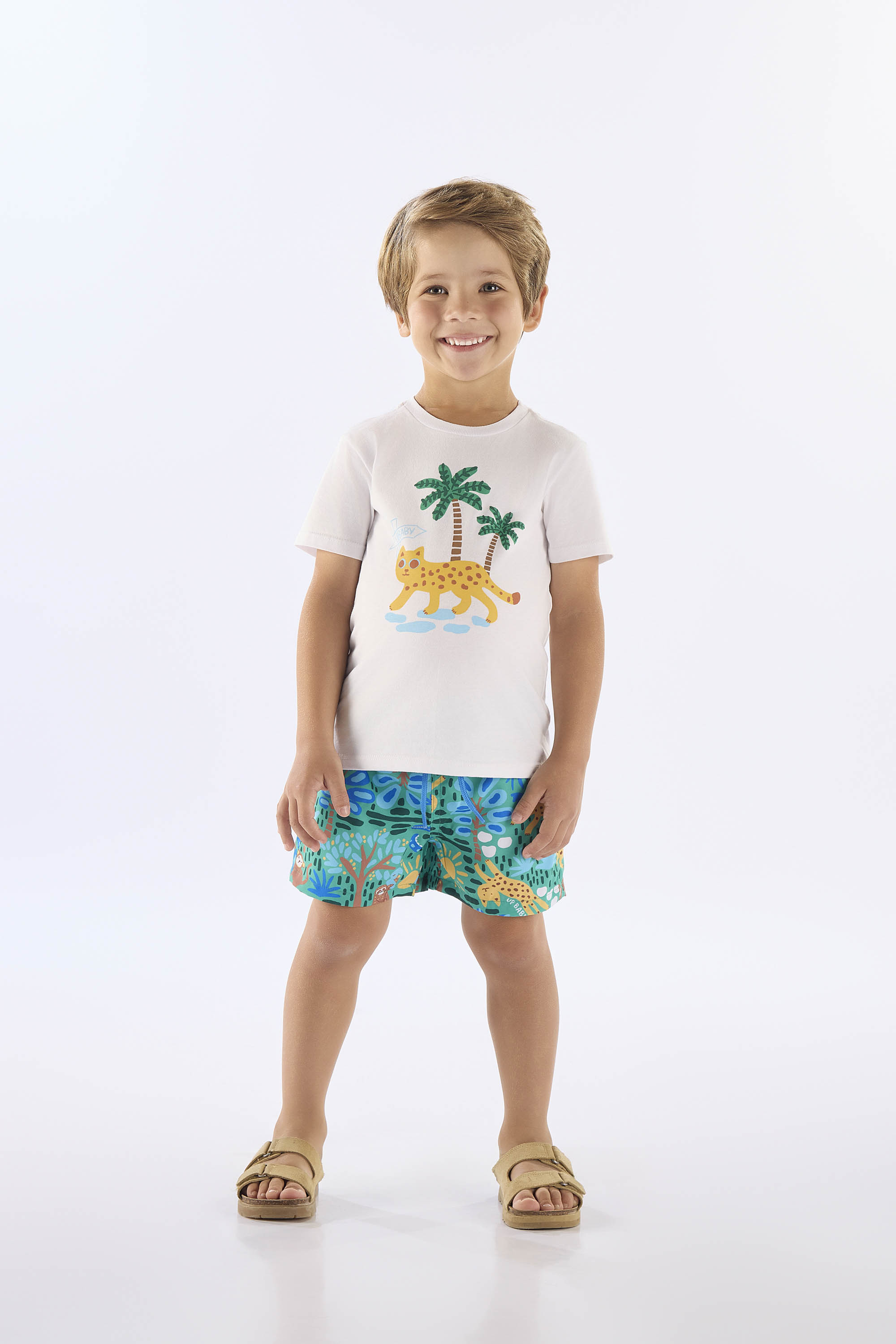 Conjunto Infantil com Camiseta em Algodão e Short em Microfibra (Branco) Up Baby - Imagem 31