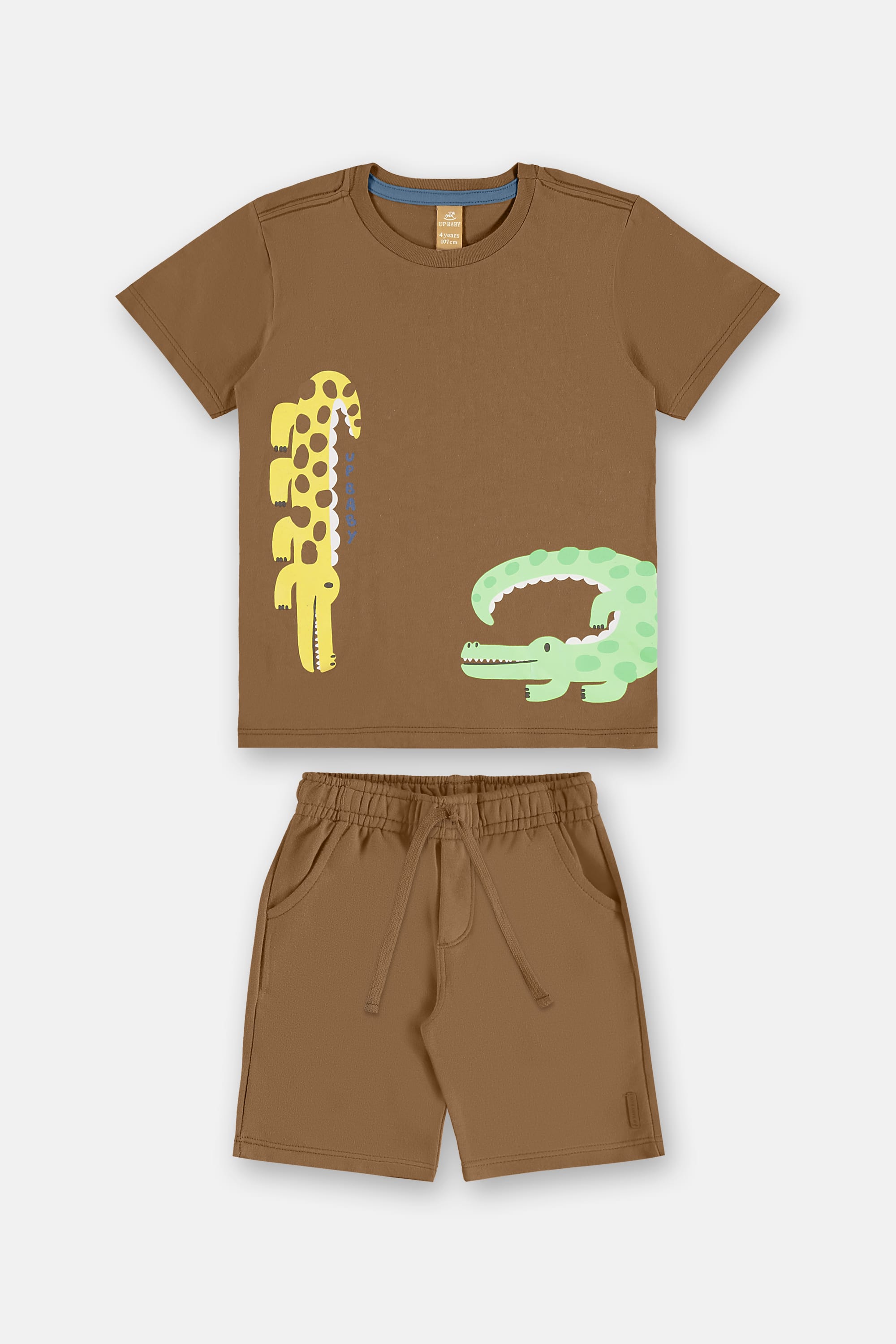 Conjunto Crocodilo Infantil com Camiseta e Bermuda (Marrom) Up Baby - Imagem 42