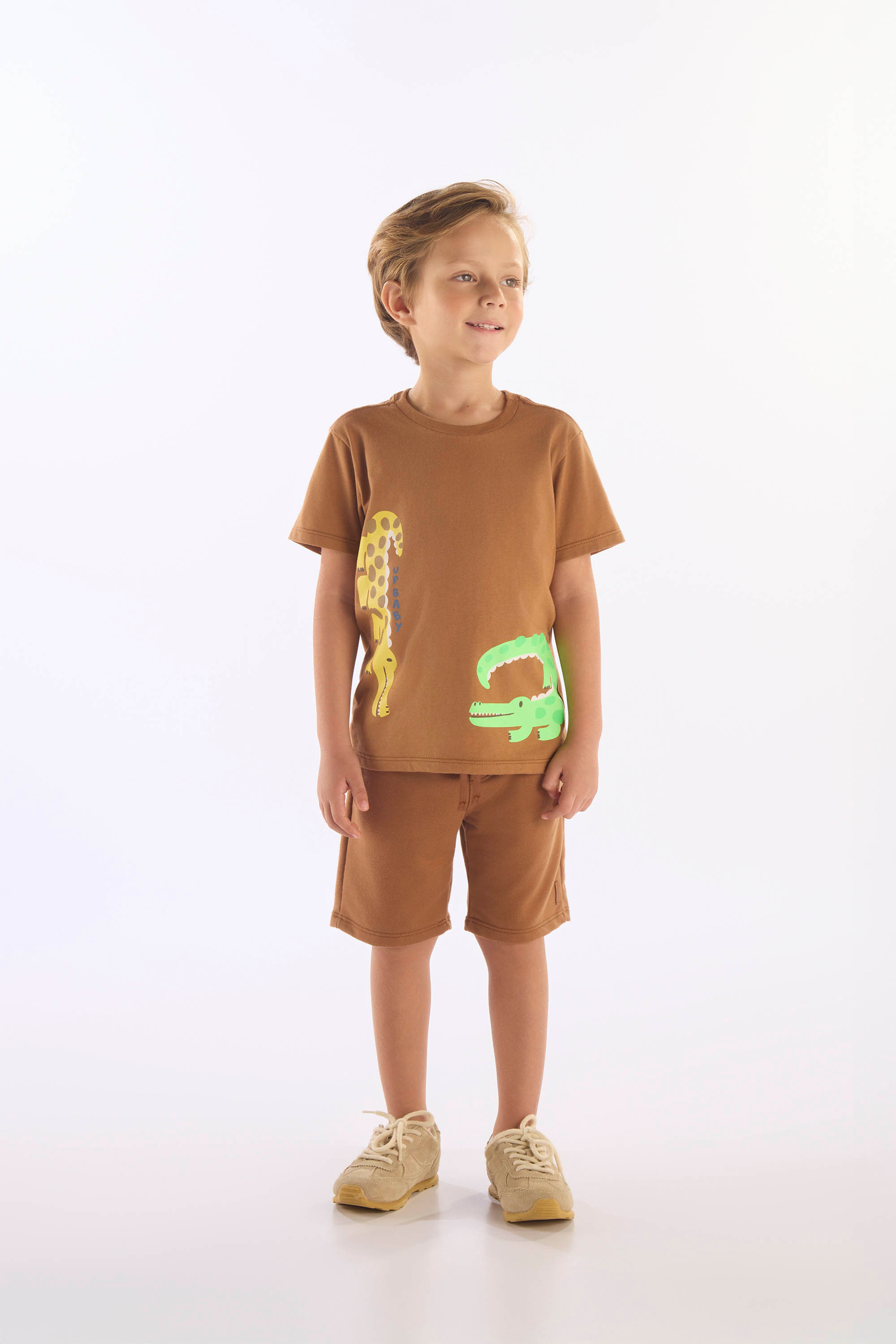 Conjunto Crocodilo Infantil com Camiseta e Bermuda (Marrom) Up Baby - Imagem 31