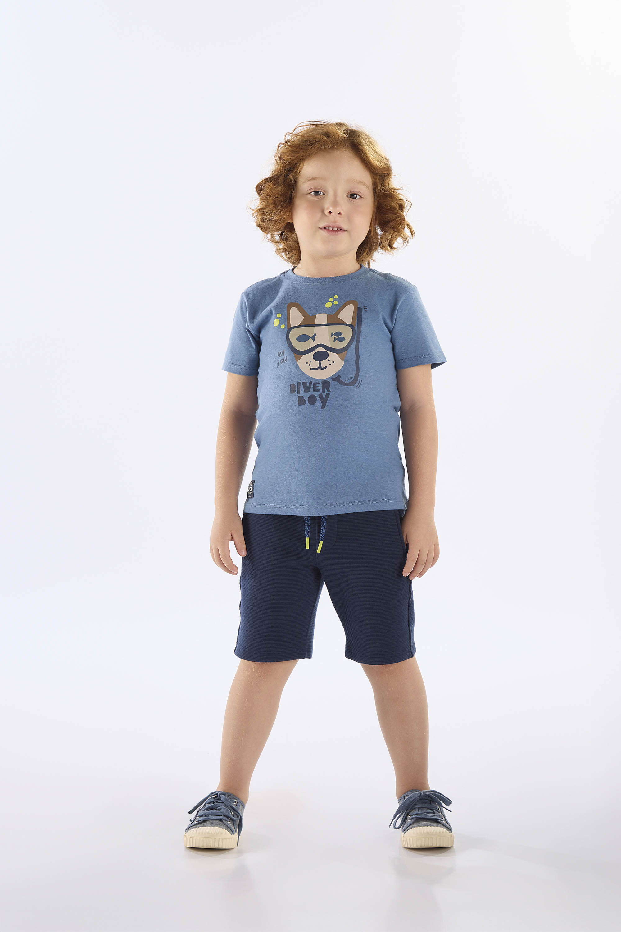 Conjunto Infantil Diver Boy com Camiseta e Bermuda (Azul) Up Baby - Imagem 31