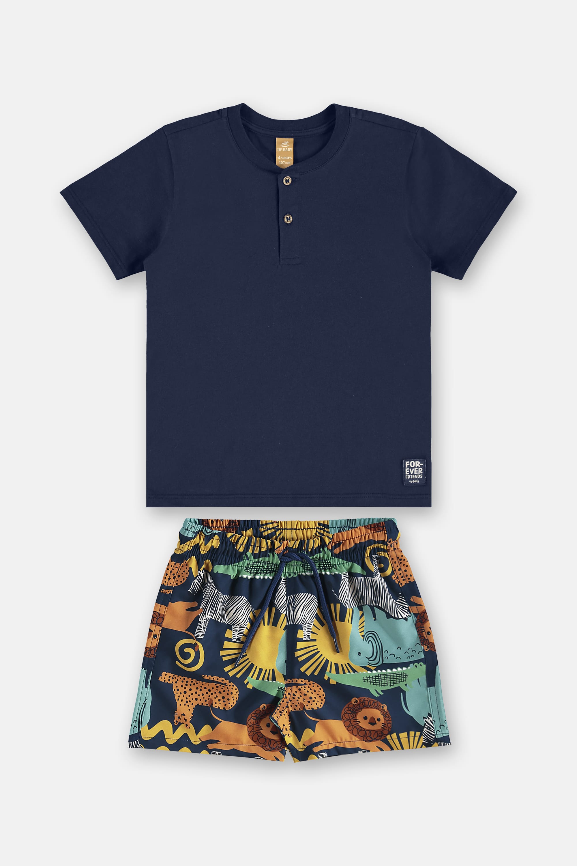 Conjunto Infantil com Camiseta e Short Safári (Azul Marinho) Up Baby - Imagem 12
