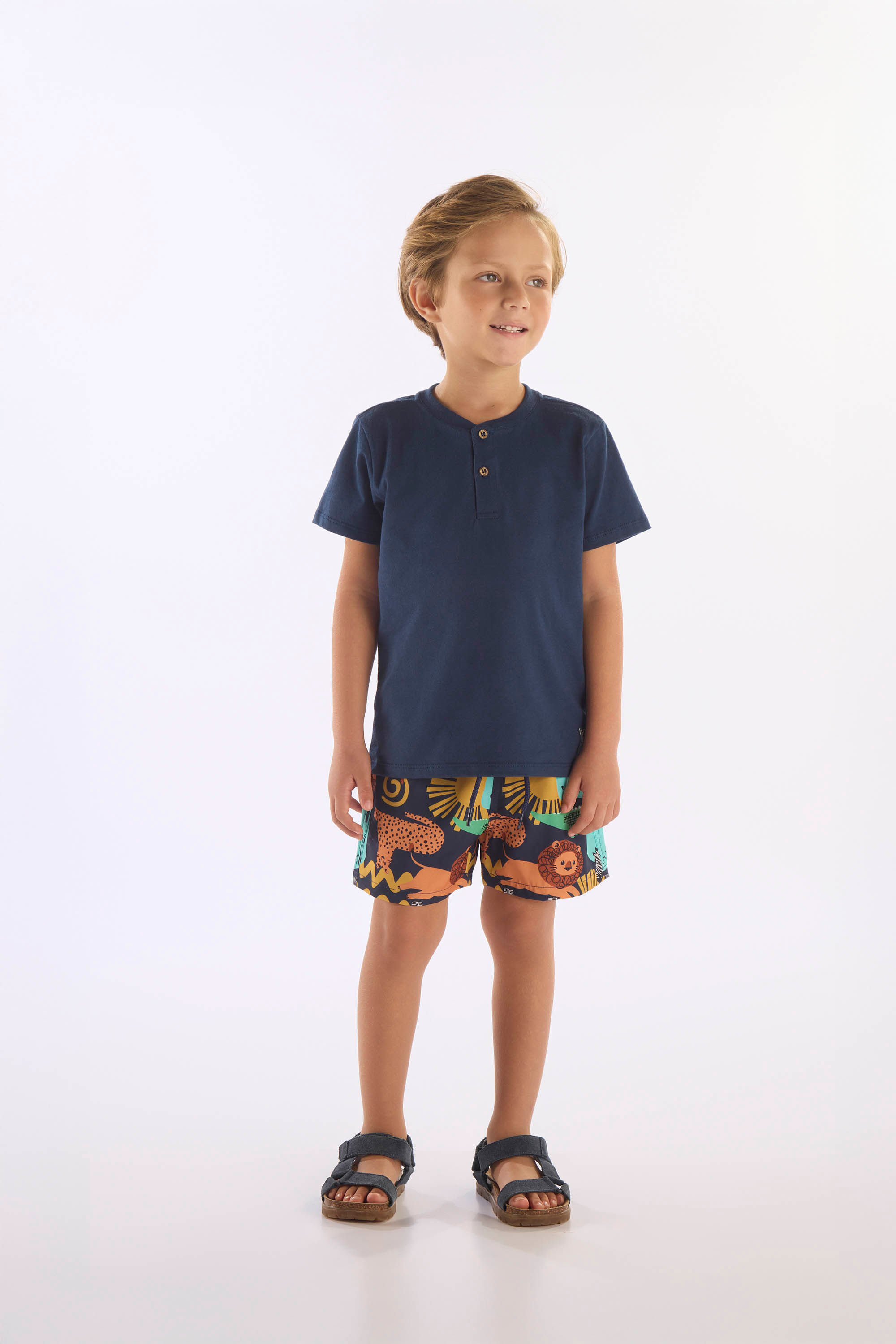 Conjunto Infantil com Camiseta e Short Safári (Azul Marinho) Up Baby - Imagem 25