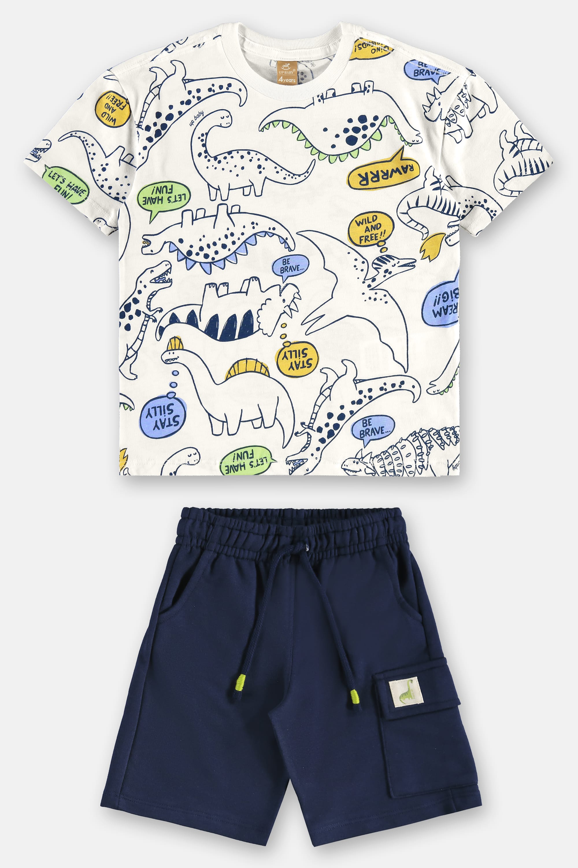 Conjunto Infantil Masculino com Camiseta Dinos e Bermuda (Branco) Up Baby - Imagem 30