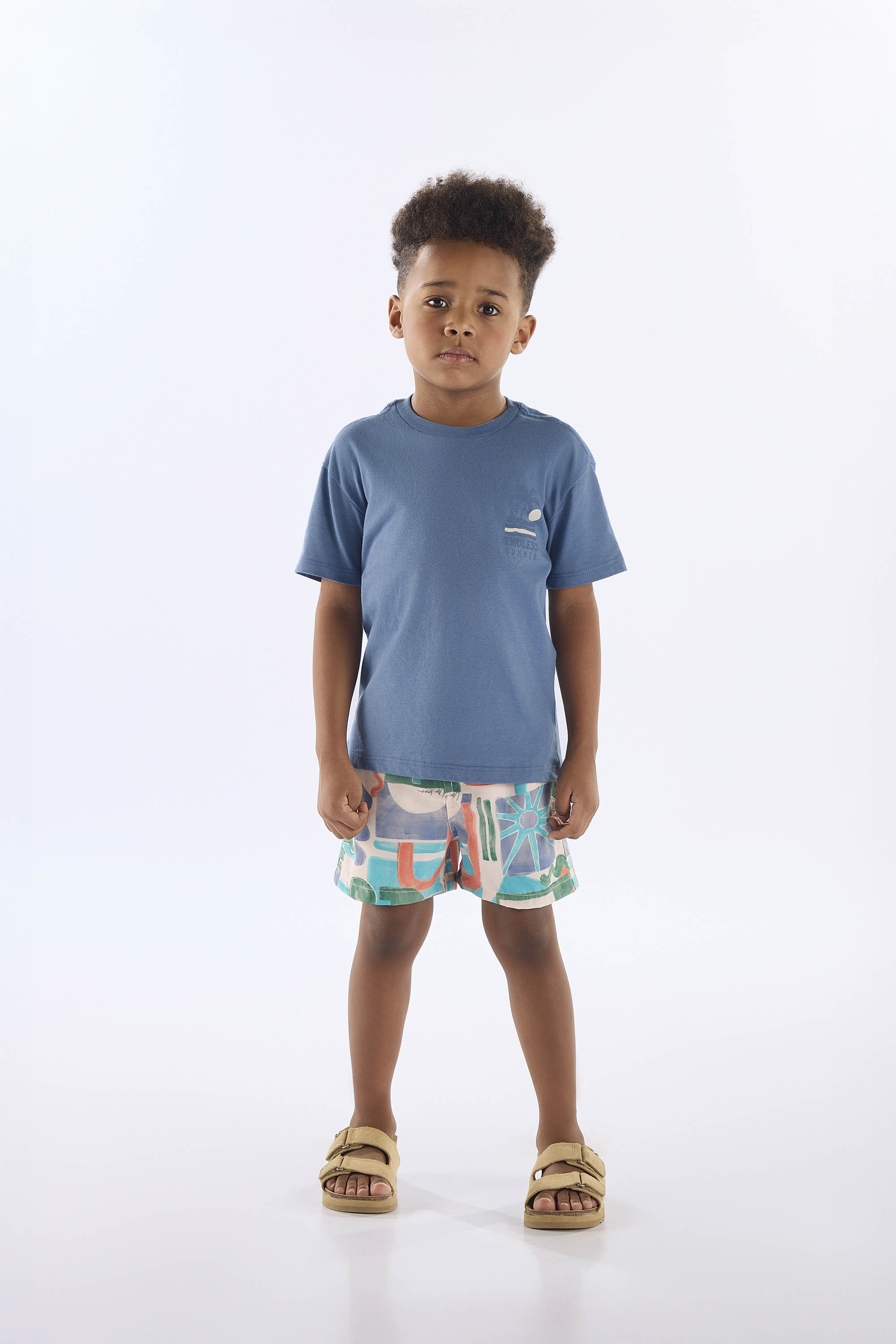 Conjunto Verão Sem Fim Infantil com Camiseta e Short (Azul) Up Baby