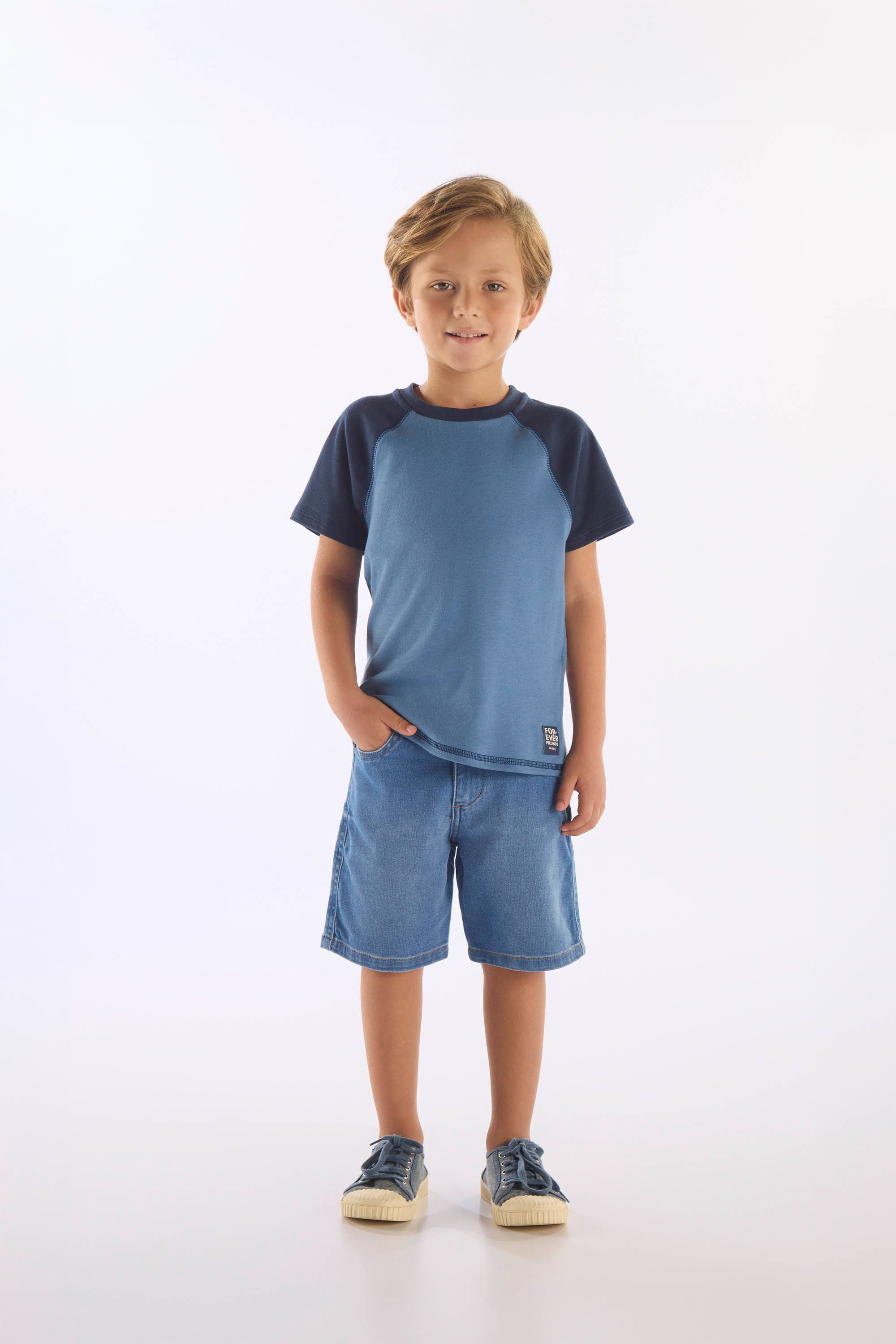 Camiseta Infantil Masculina Manga Curta Raglan (Azul) Up Baby - Imagem 4