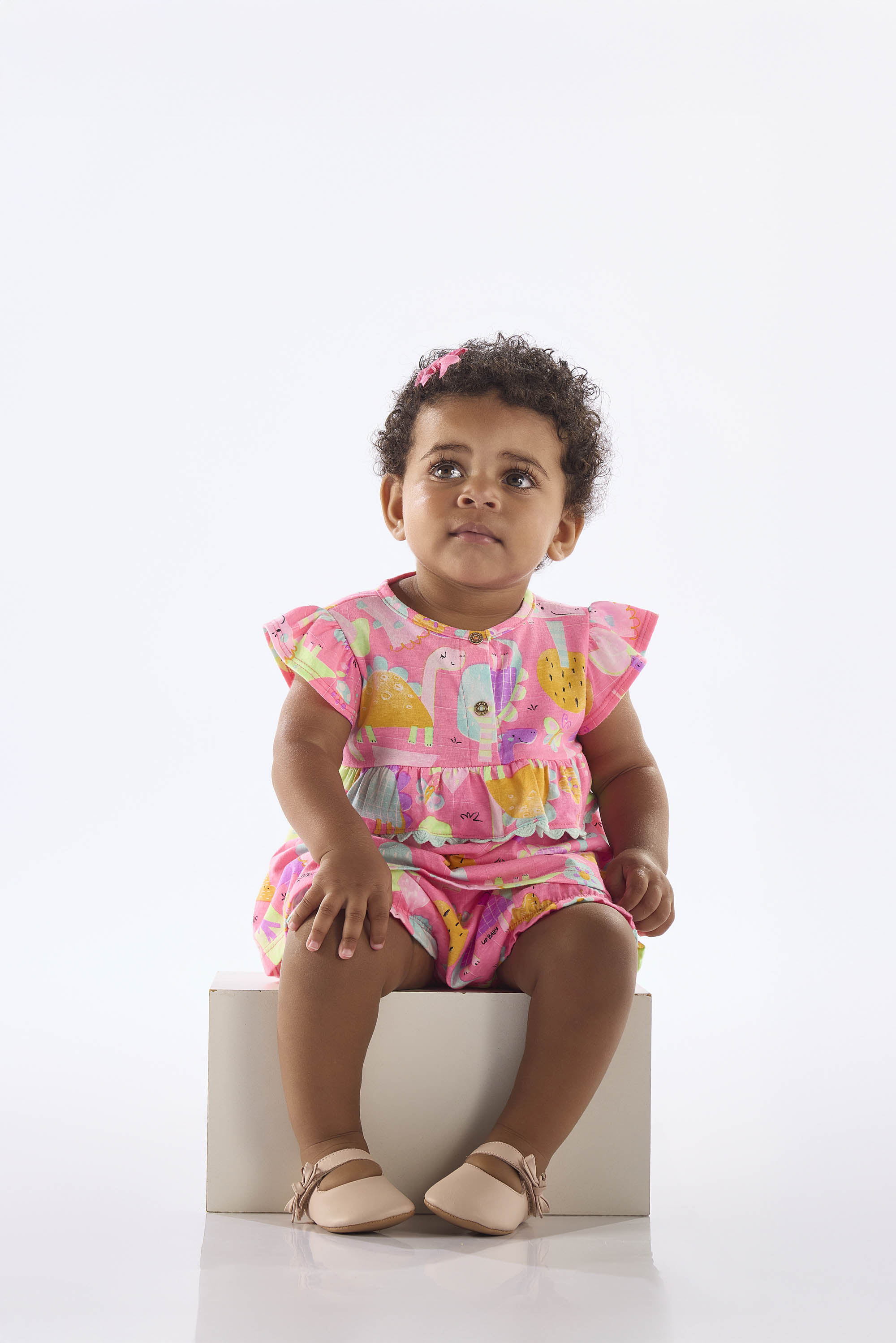 Conjunto para Bebê Menina com Bata e Calcinha de Dinossauros (Rosa Pink) Up Baby