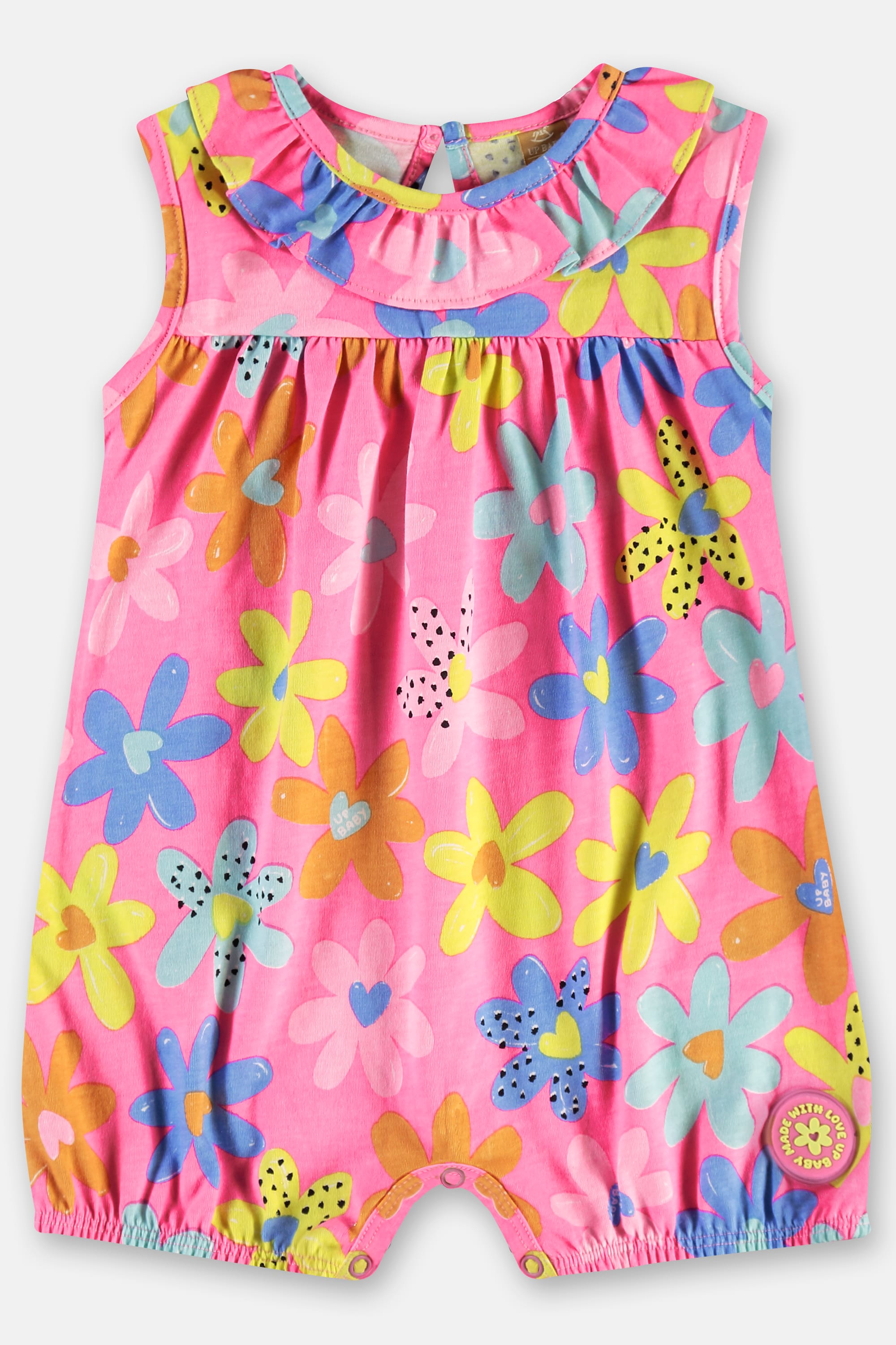 Macaquinho Floral para Bebê Menina em Algodão (Rosa Pink) Up Baby - Imagem 7