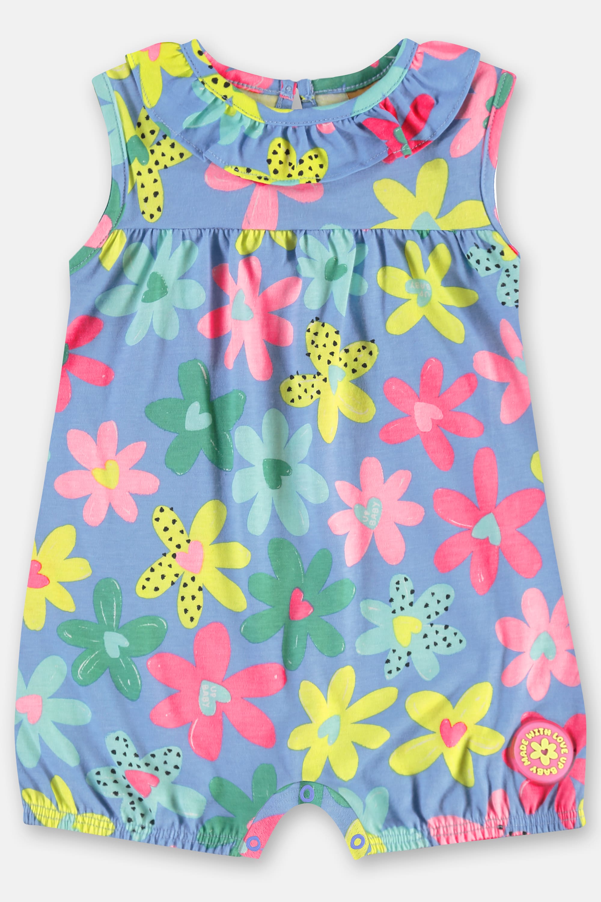 Macaquinho Floral para Bebê Menina em Algodão (Azul) Up Baby - Imagem 2