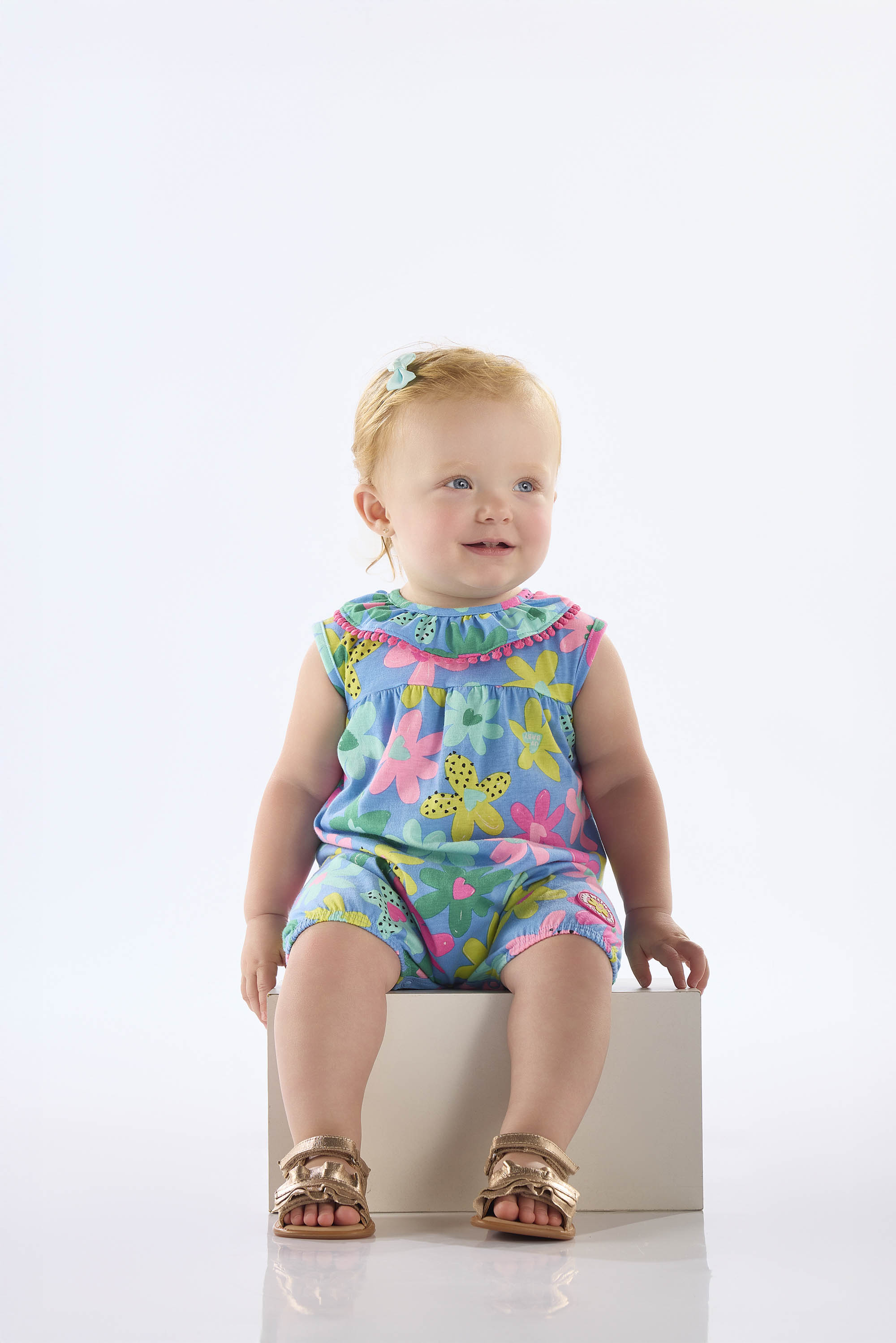 Macaquinho Floral para Bebê Menina em Algodão (Azul) Up Baby - Imagem 4