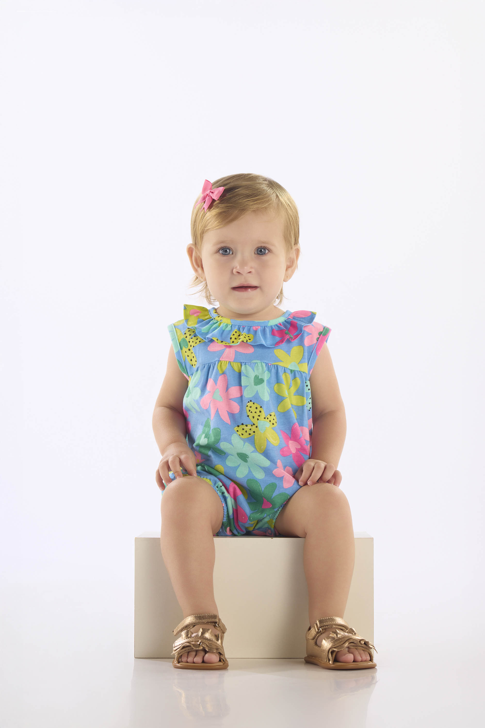 Macaquinho Floral para Bebê Menina em Algodão (Azul) Up Baby - Imagem 13