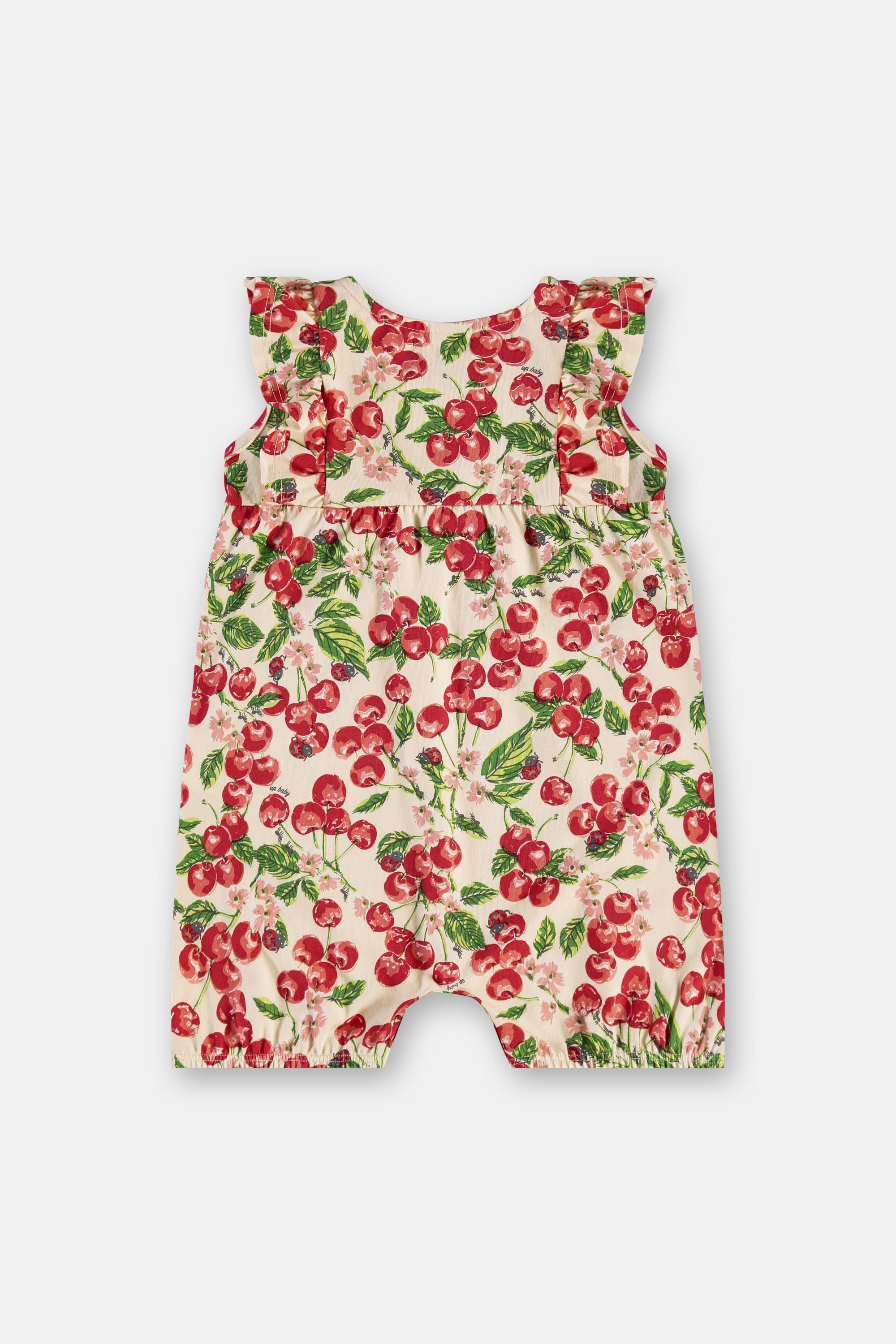 Macaquinho para Bebê Menina em Cotton Cereja (Bege) Up Baby - Imagem 6