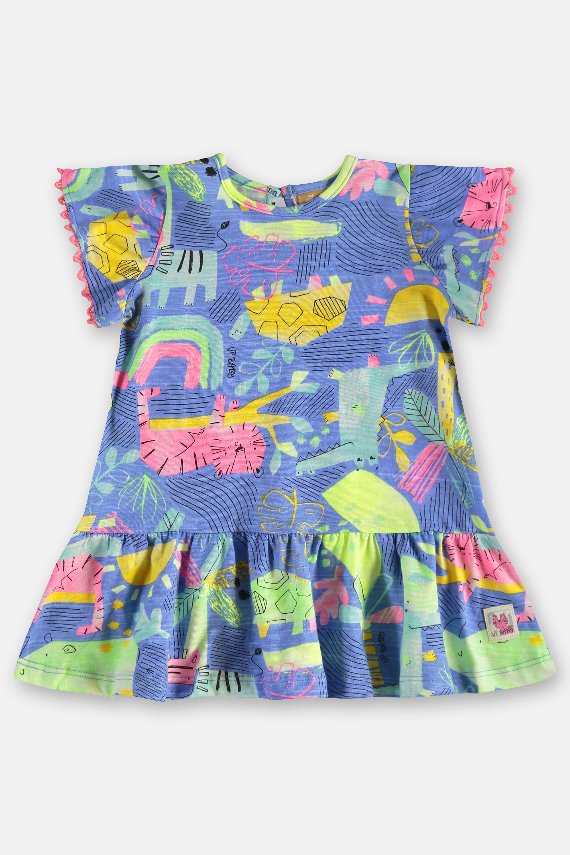 Vestido para Bebê em Algodão Estampado (Azul) Up Baby