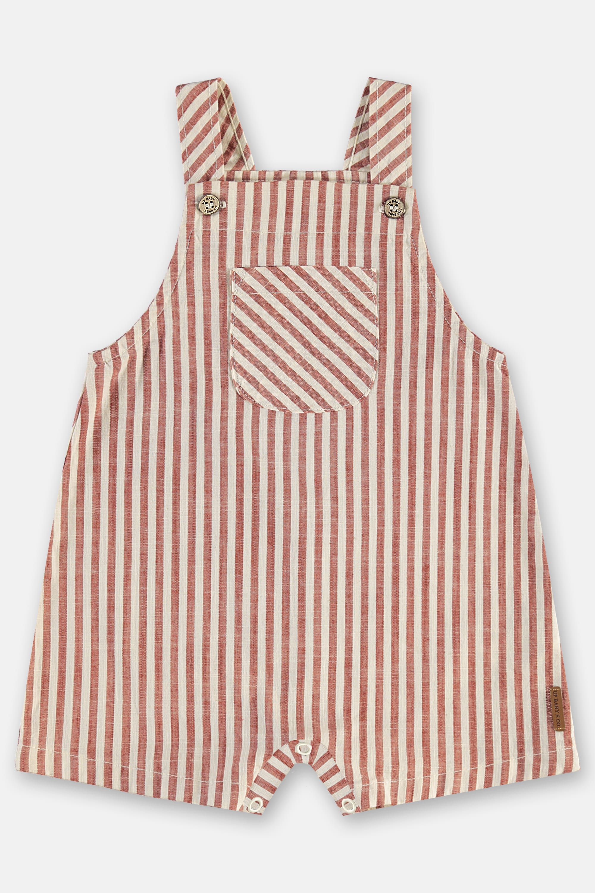 Jardineira para Bebê Menino em Algodão Listrado Fio Tinto (Vermelho) Up Baby