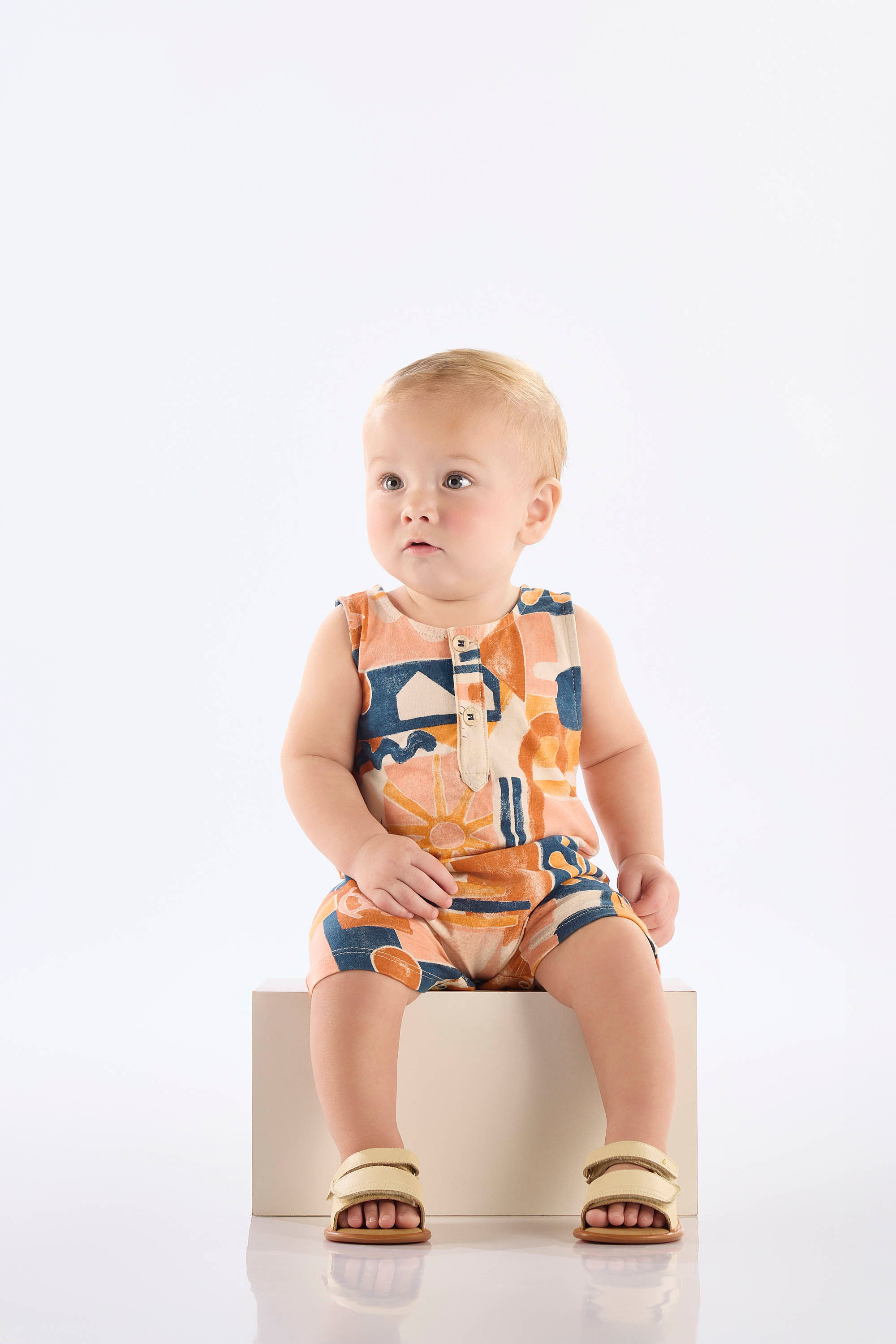 Macaquinho para Bebê Menino com Abertura Entrepernas (Laranja) Up Baby - Imagem 4