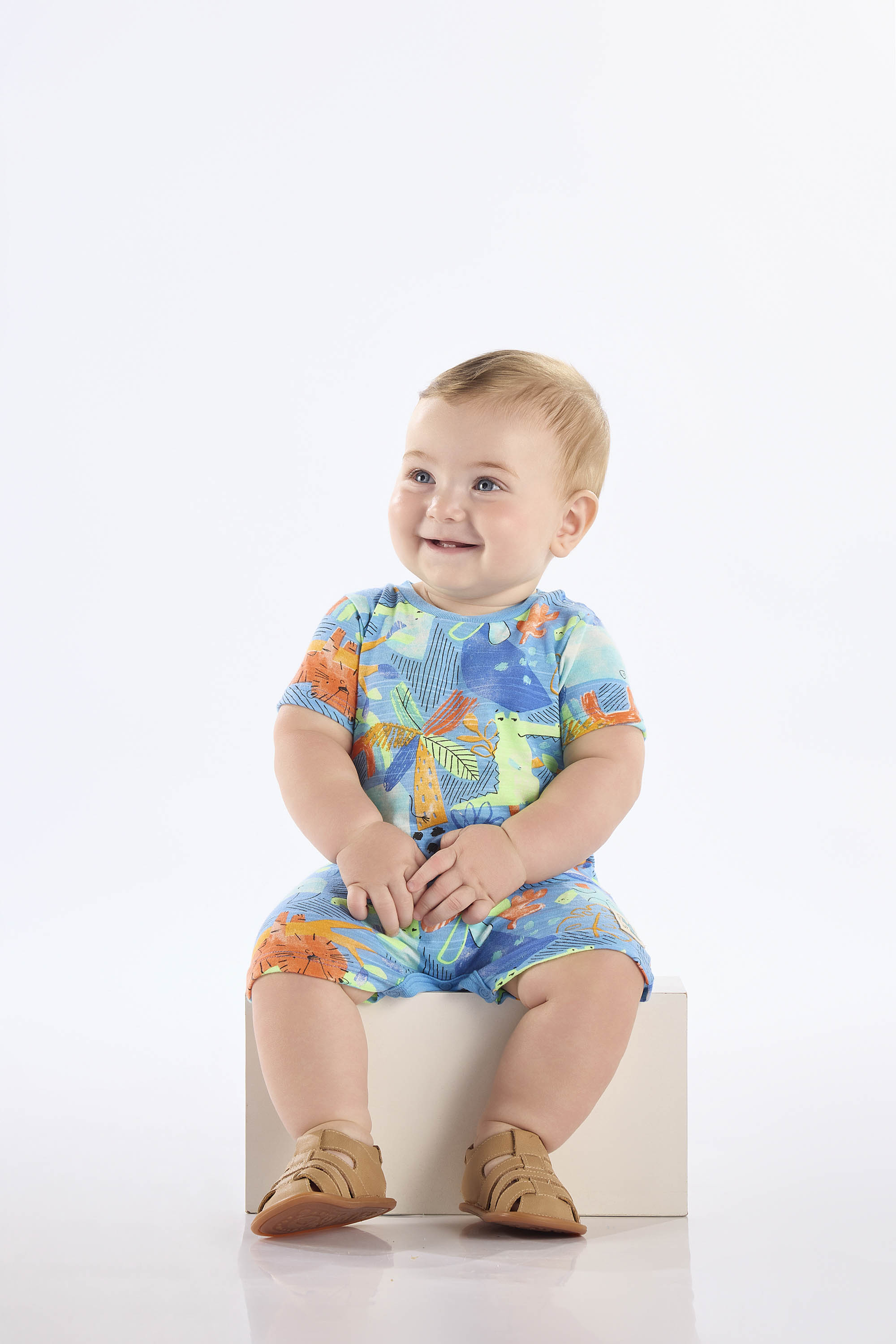 Macaquinho para Bebê Menino em Algodão Safári (Azul) Up Baby