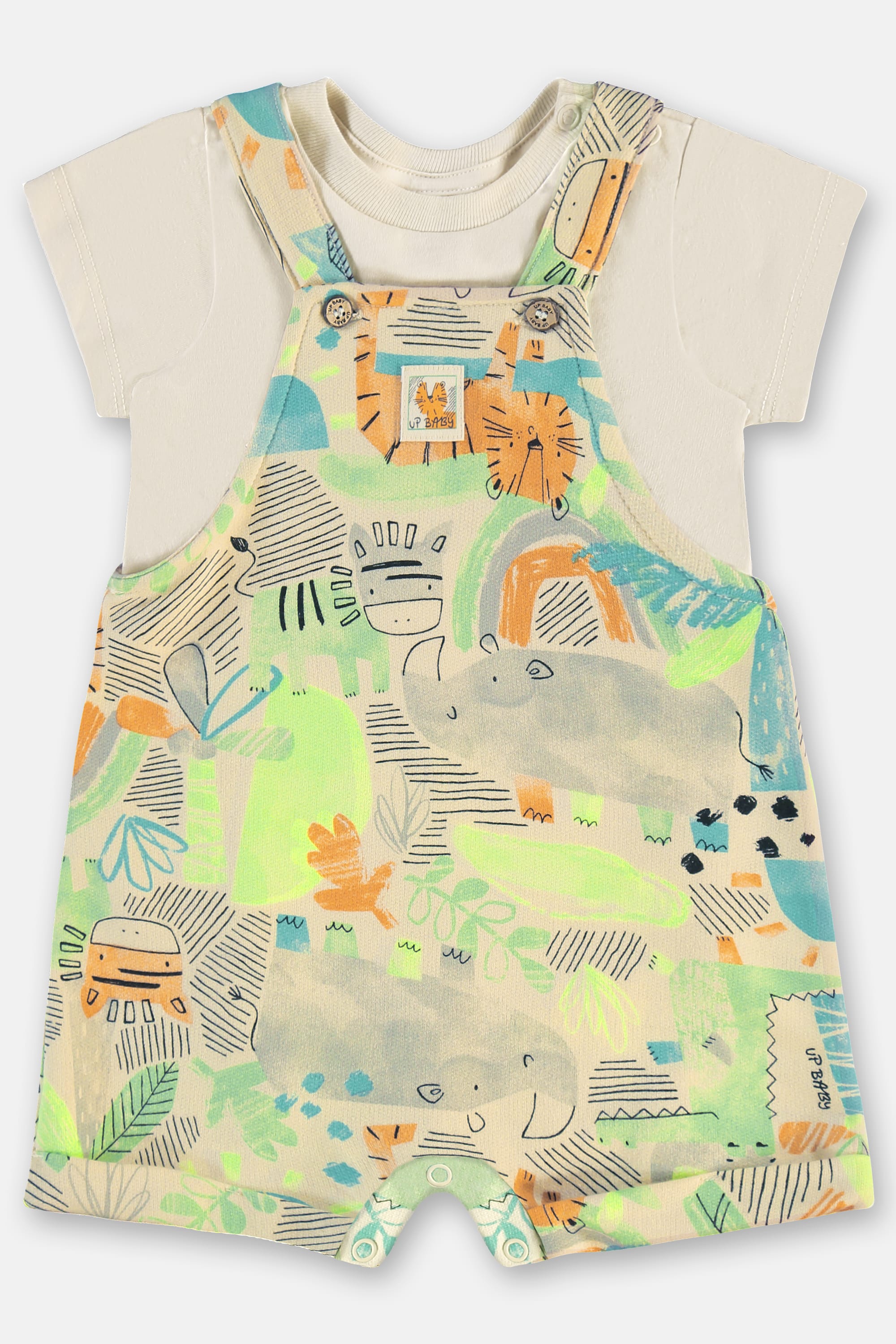 Conjunto Safári para Bebê Menino com Jardineira e Body (Bege) Up Baby - Imagem 5