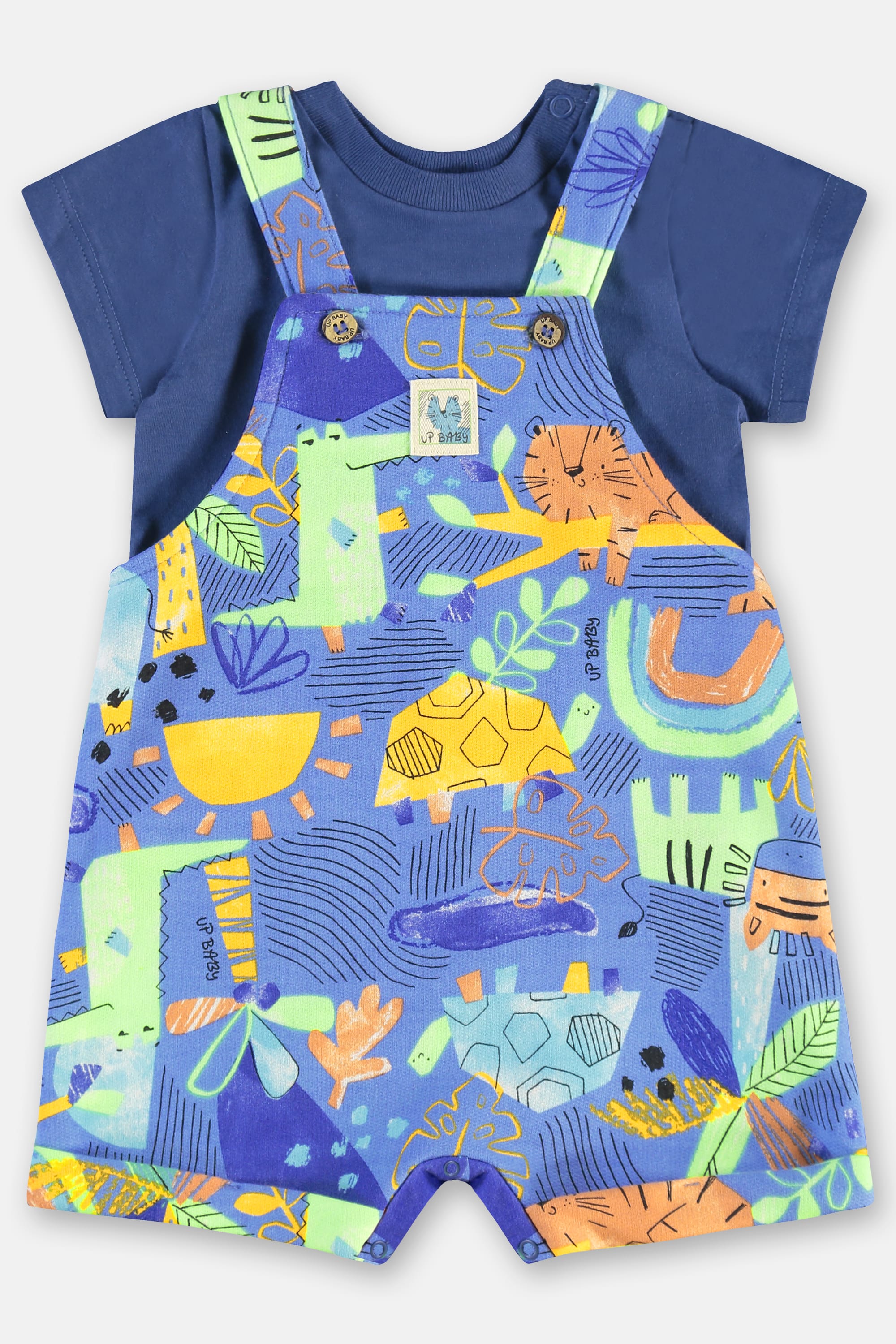 Conjunto Safári para Bebê Menino com Jardineira e Body (Azul) Up Baby - Imagem 11