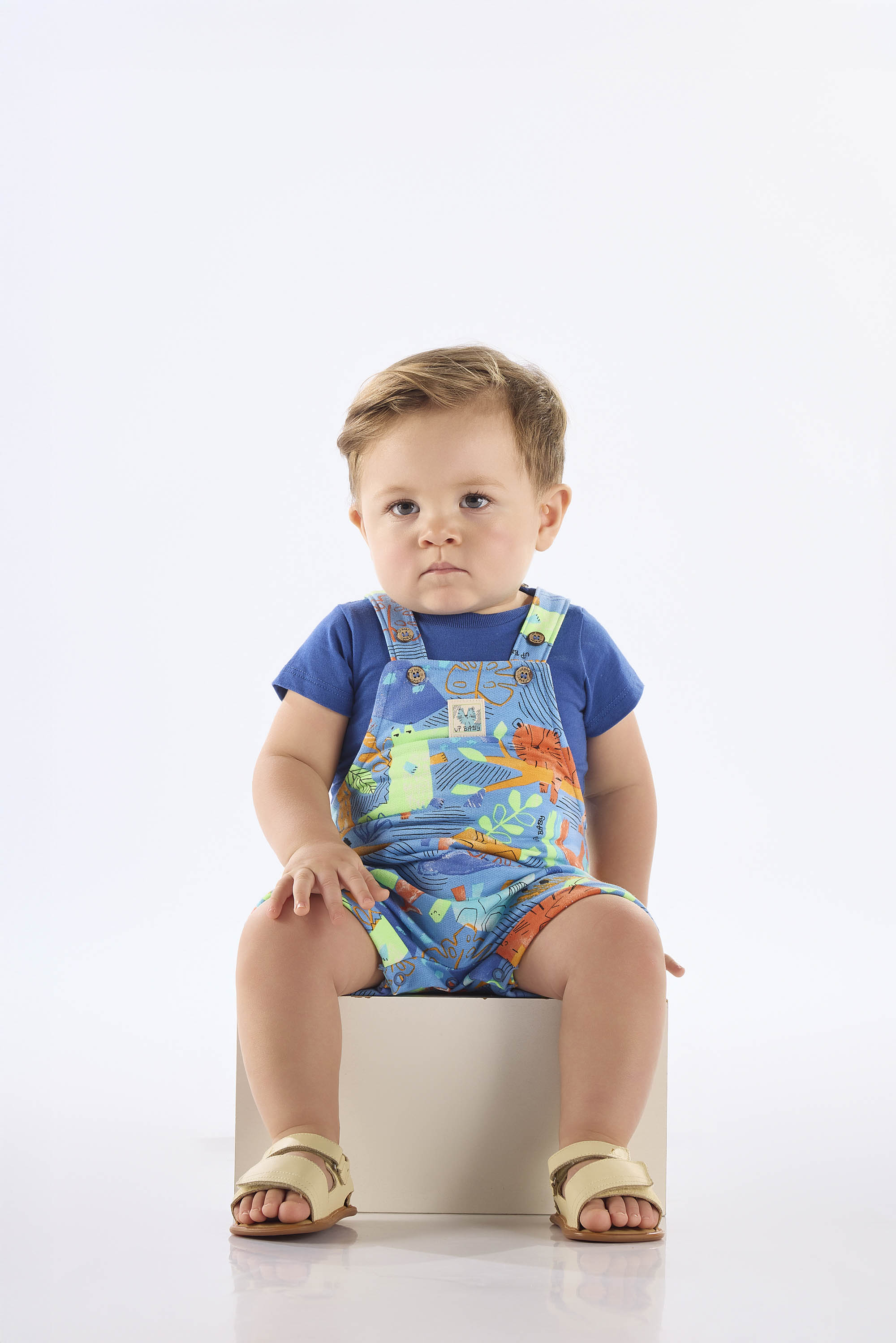 Conjunto Safári para Bebê Menino com Jardineira e Body (Azul) Up Baby - Imagem 7