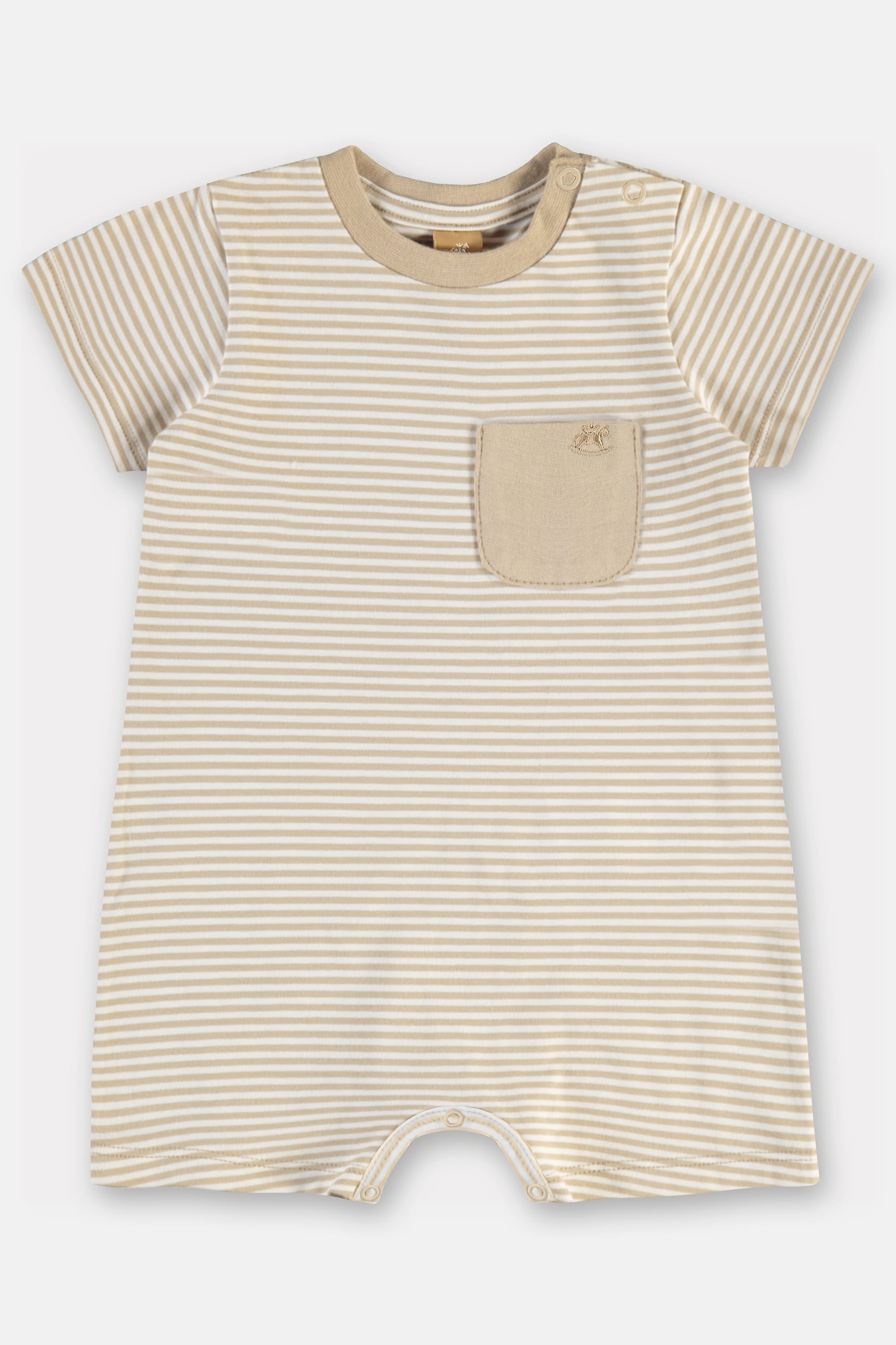 Macaquinho em Cotton Listrado com Bolso Bebê Menino (Bege) Up Baby - Imagem 10