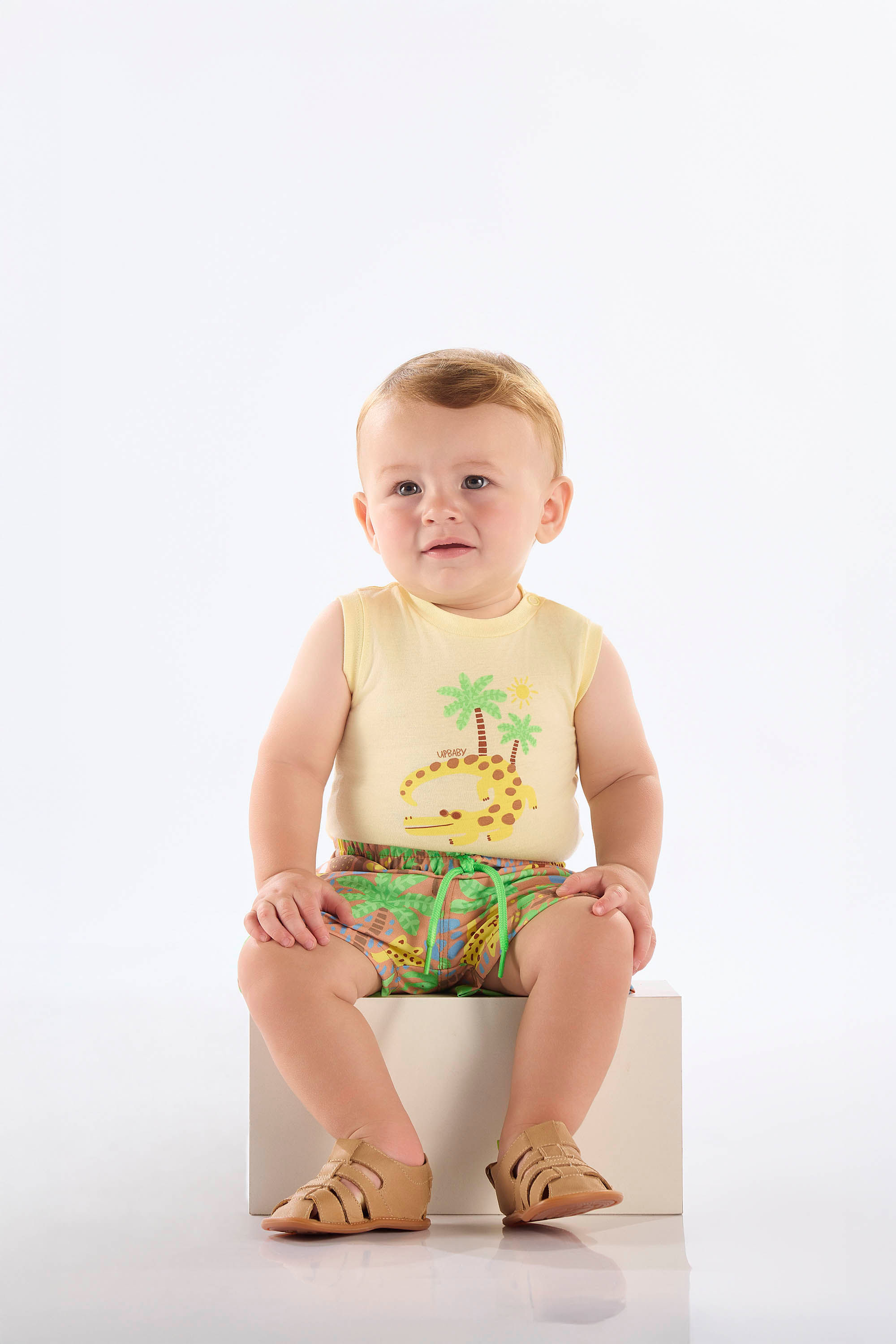 Conjunto de Verão para Bebê Menino com Body Regata e Bermuda (Amarelo) Up Baby - Imagem 7