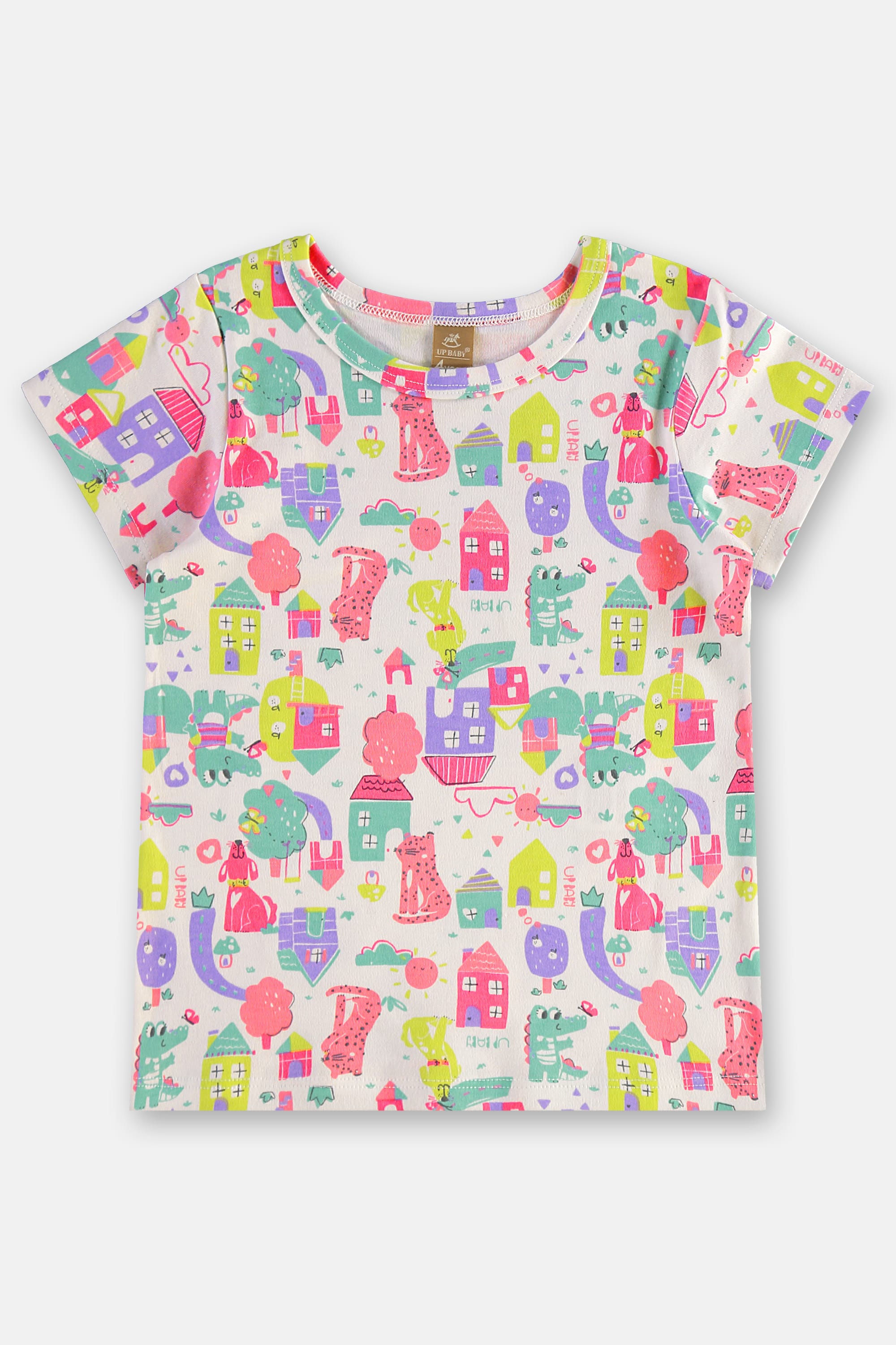 Pijama Infantil Feminino em Suedine Estampado (Branco) Up Baby - Imagem 9