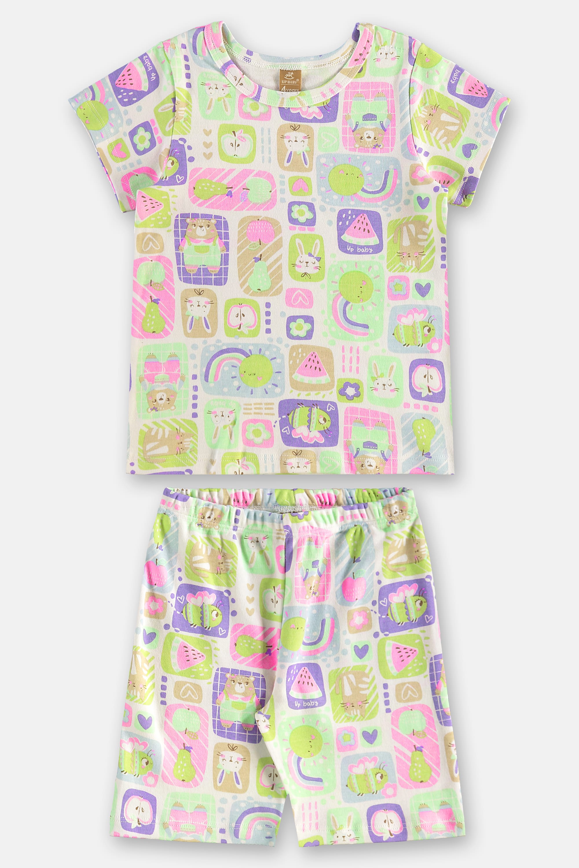 Pijama Infantil Feminino em Suedine Estampado (Branco) Up Baby - Imagem 56