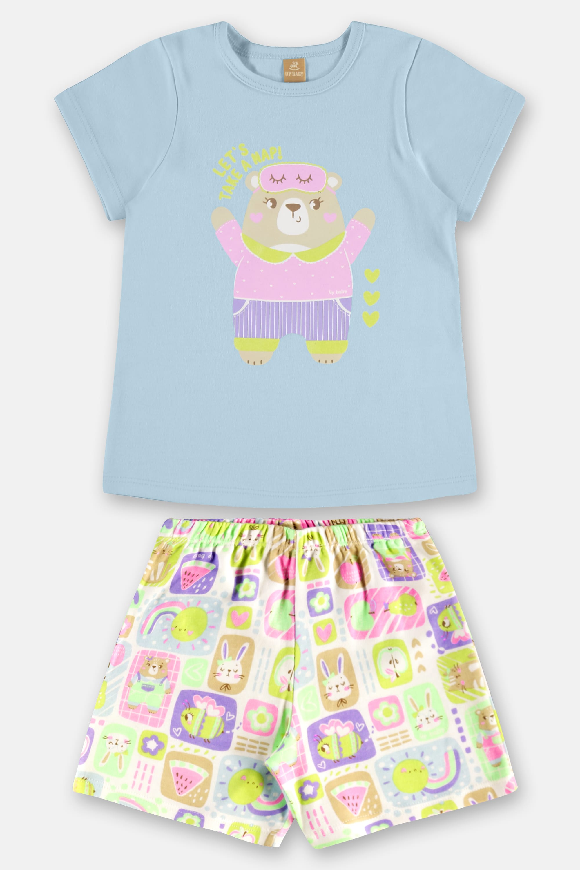 Pijama Infantil Blusa e Short em Suedine Estampado (Azul) Up Baby - Imagem 35