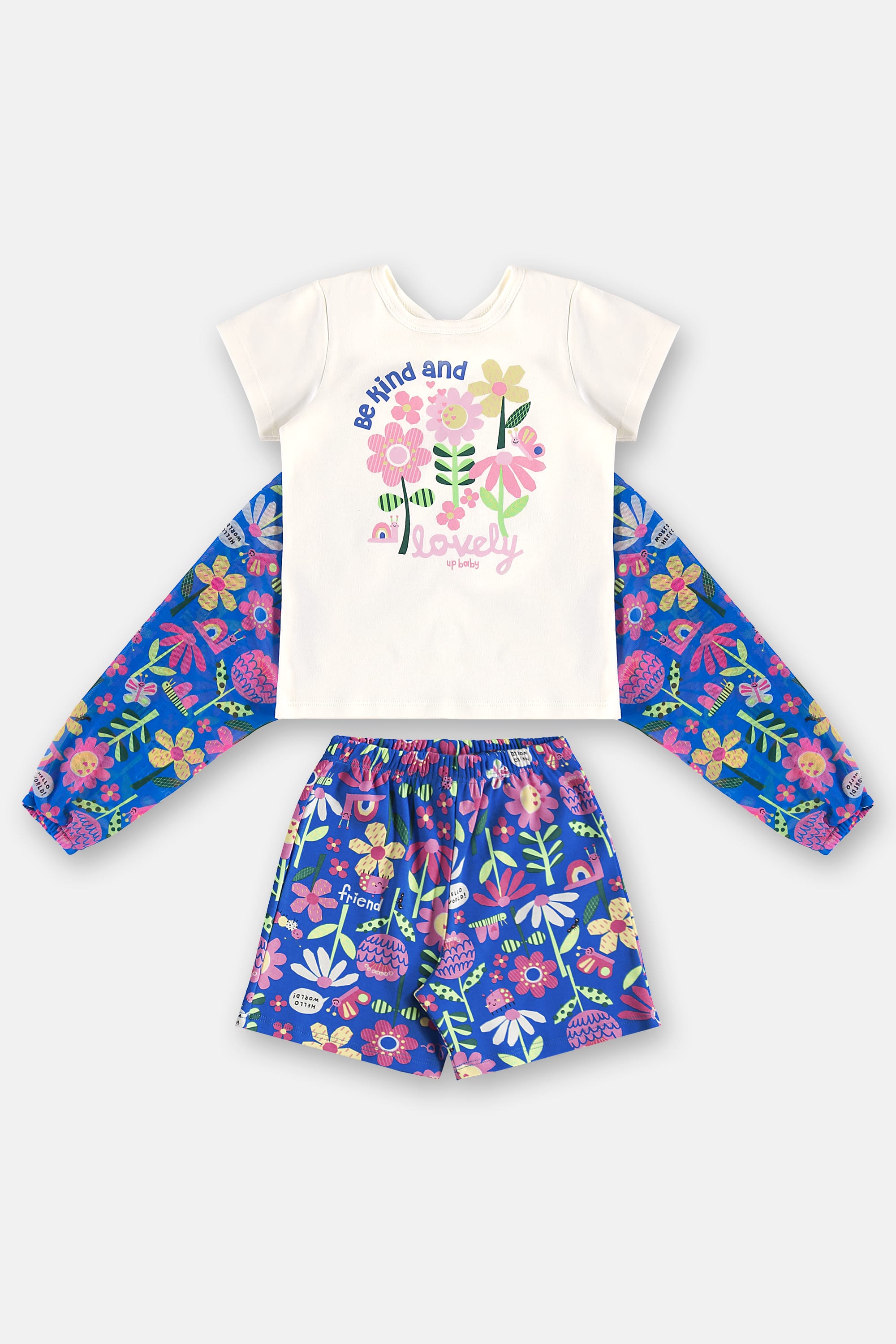 Pijama Infantil Feminino Estampado Blusa com Asas e Short (Off White) Up Baby - Imagem 70