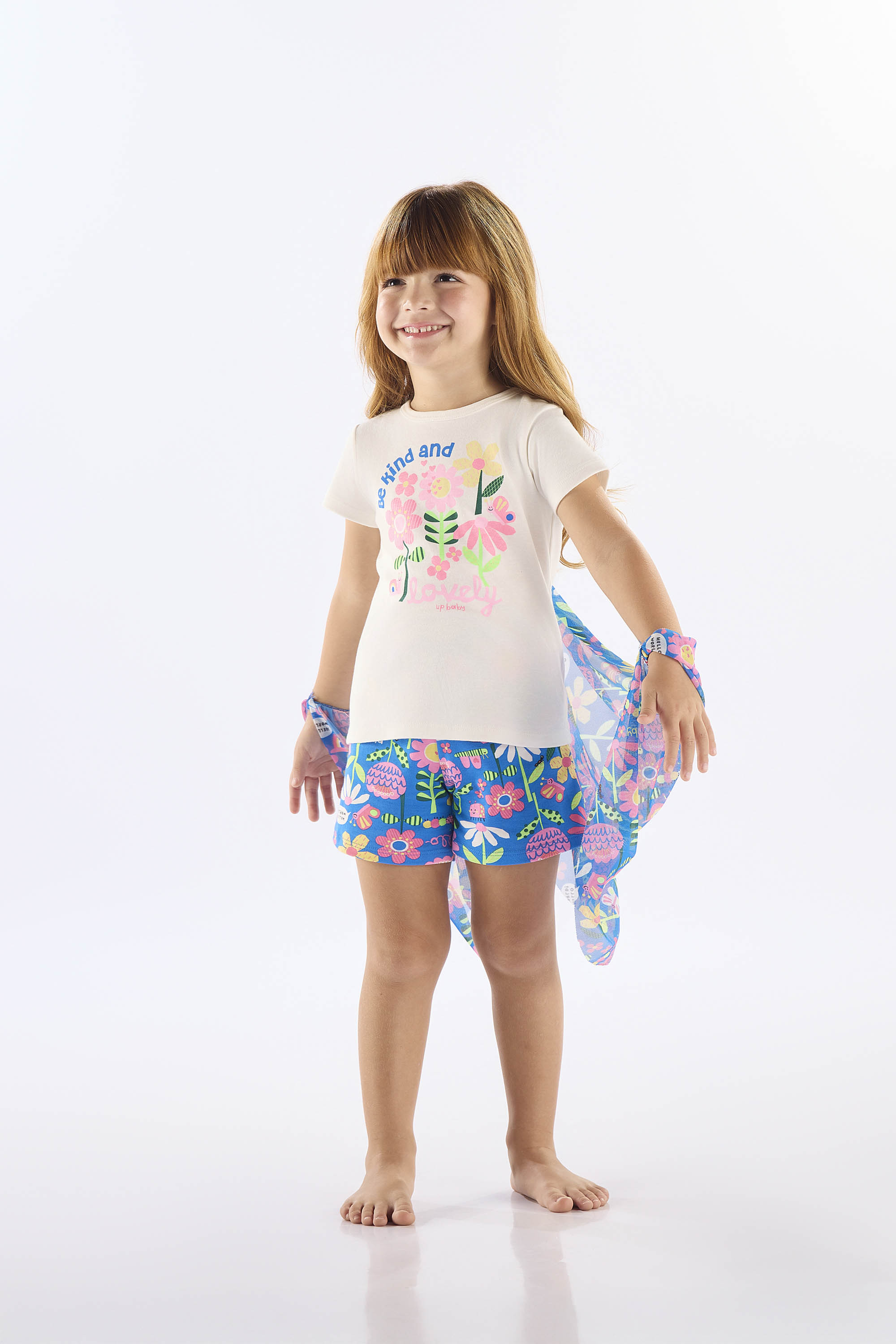 Pijama Infantil Feminino Estampado Blusa com Asas e Short (Off White) Up Baby - Imagem 31