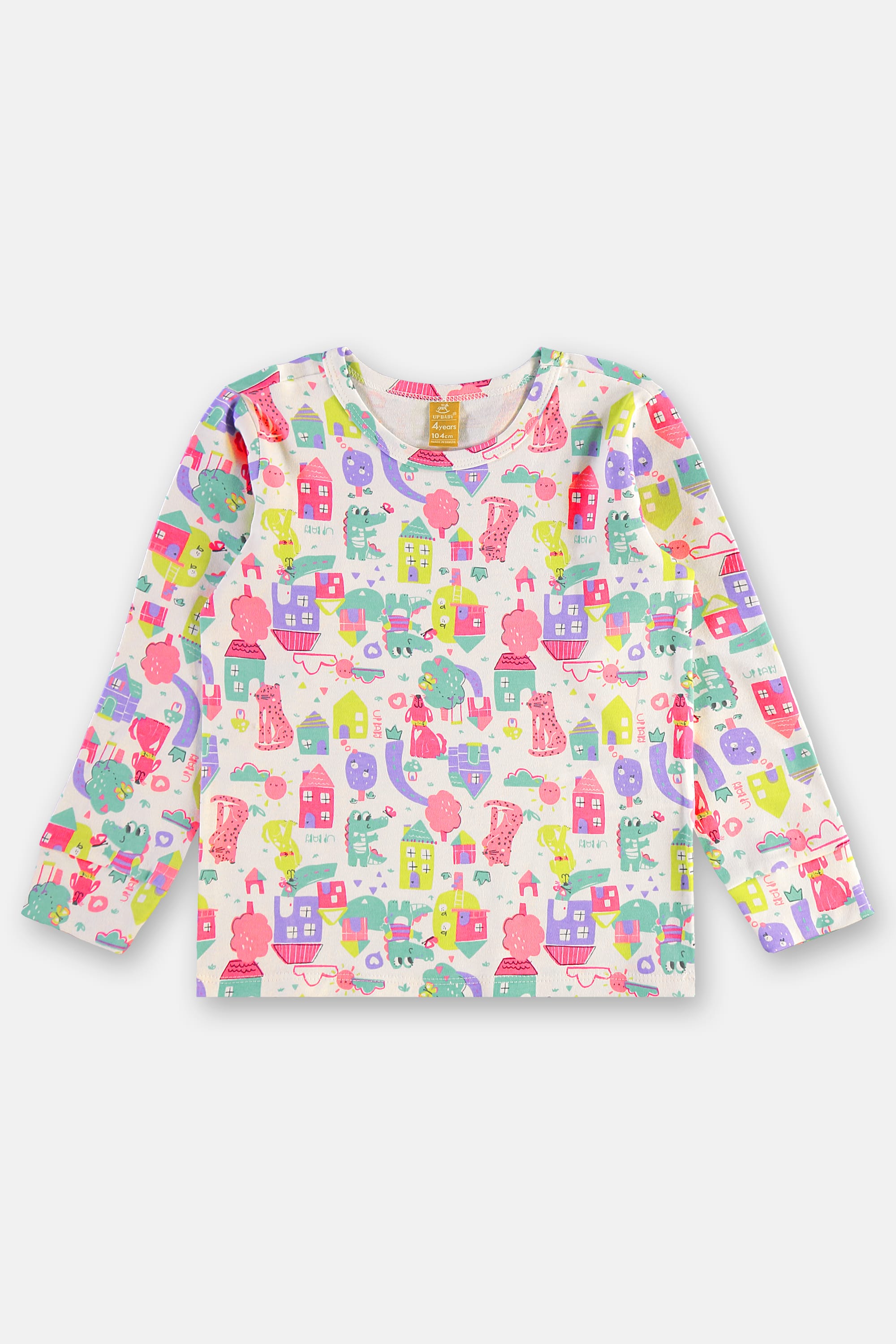 Pijama Longo Infantil Unissex em Suedine Estampado (Branco) Up Baby - Imagem 51