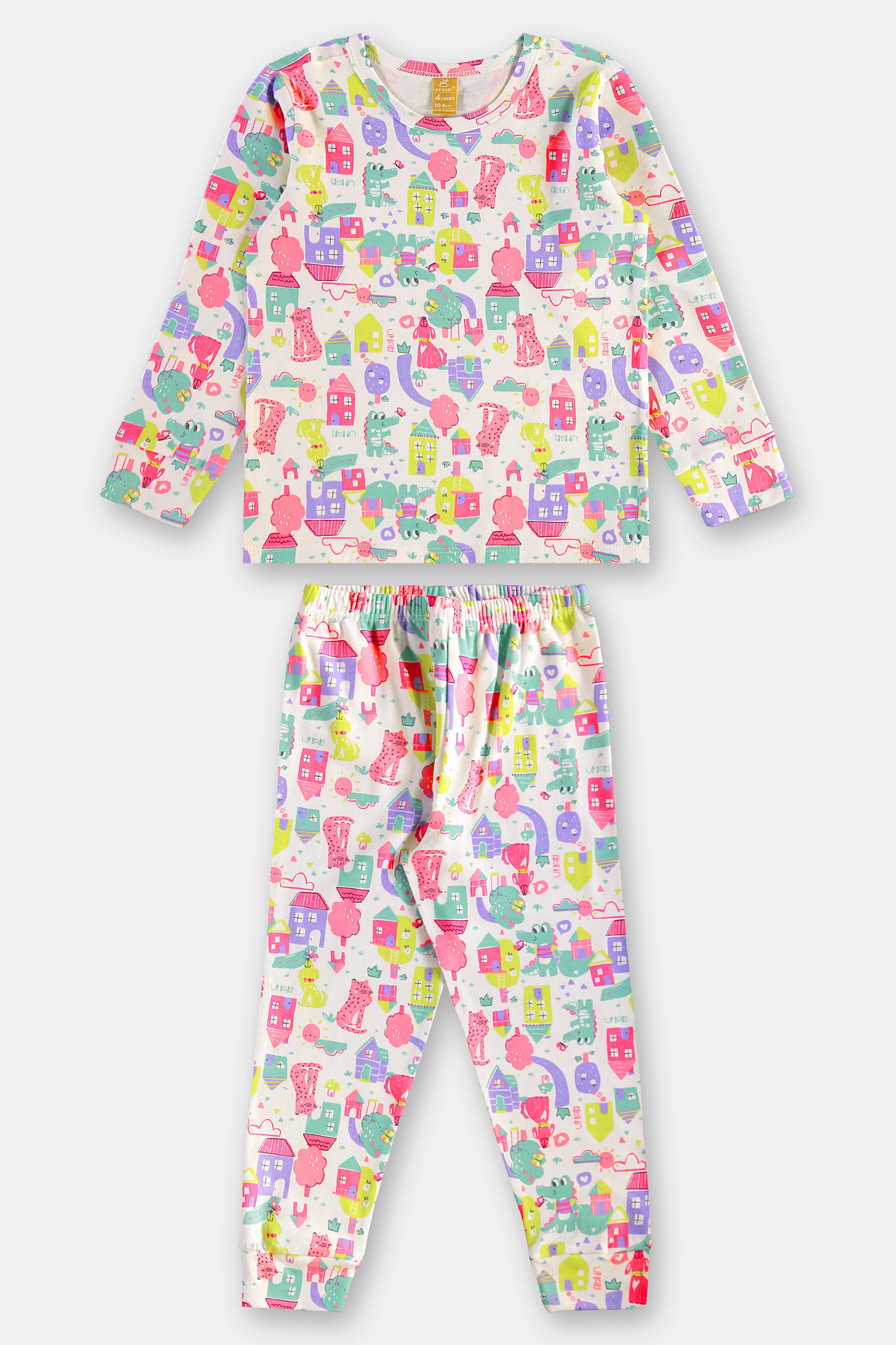 Pijama Longo Infantil Unissex em Suedine Estampado (Branco) Up Baby - Imagem 7