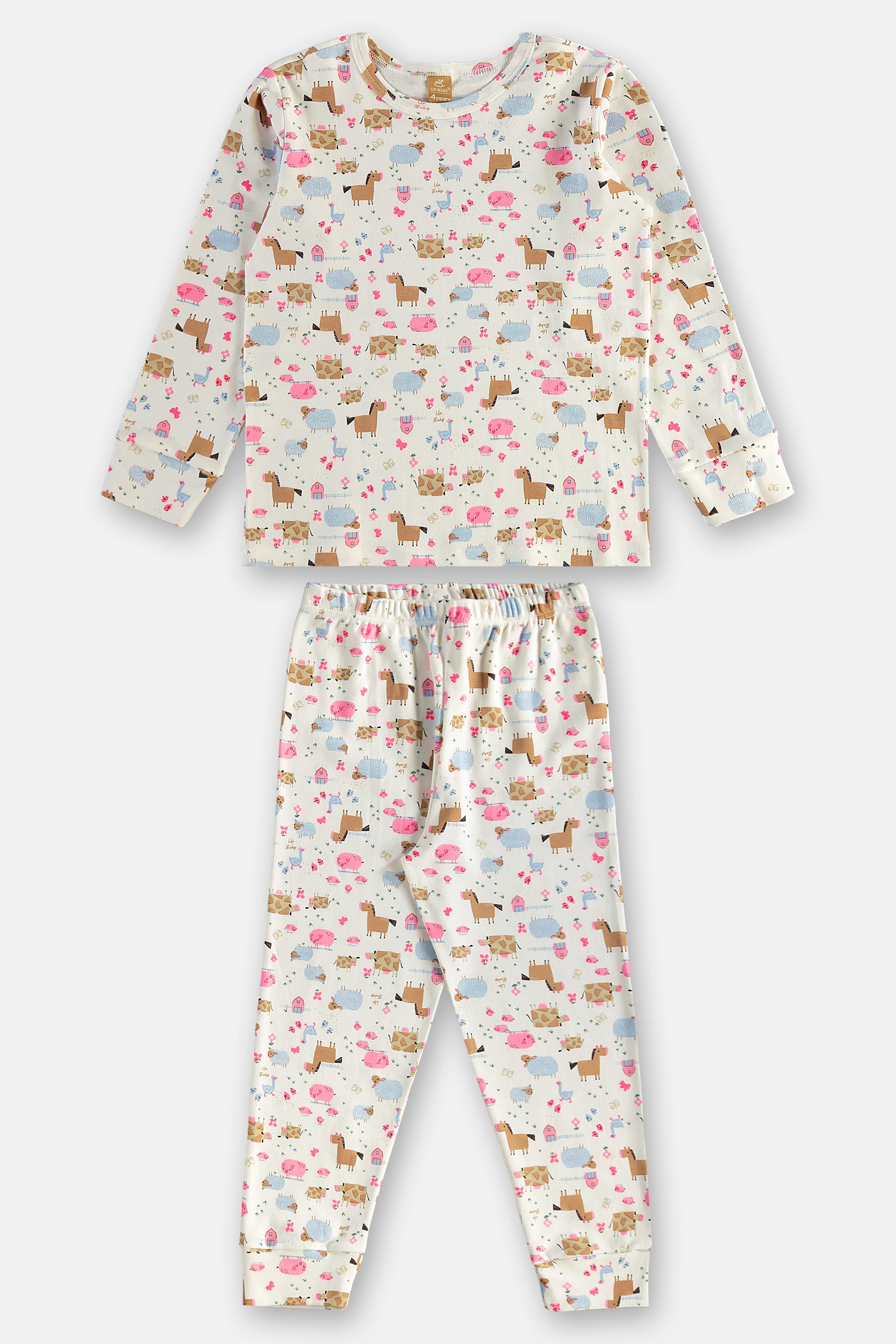 Pijama Longo Infantil Unissex em Suedine Estampado (Branco) Up Baby - Imagem 49