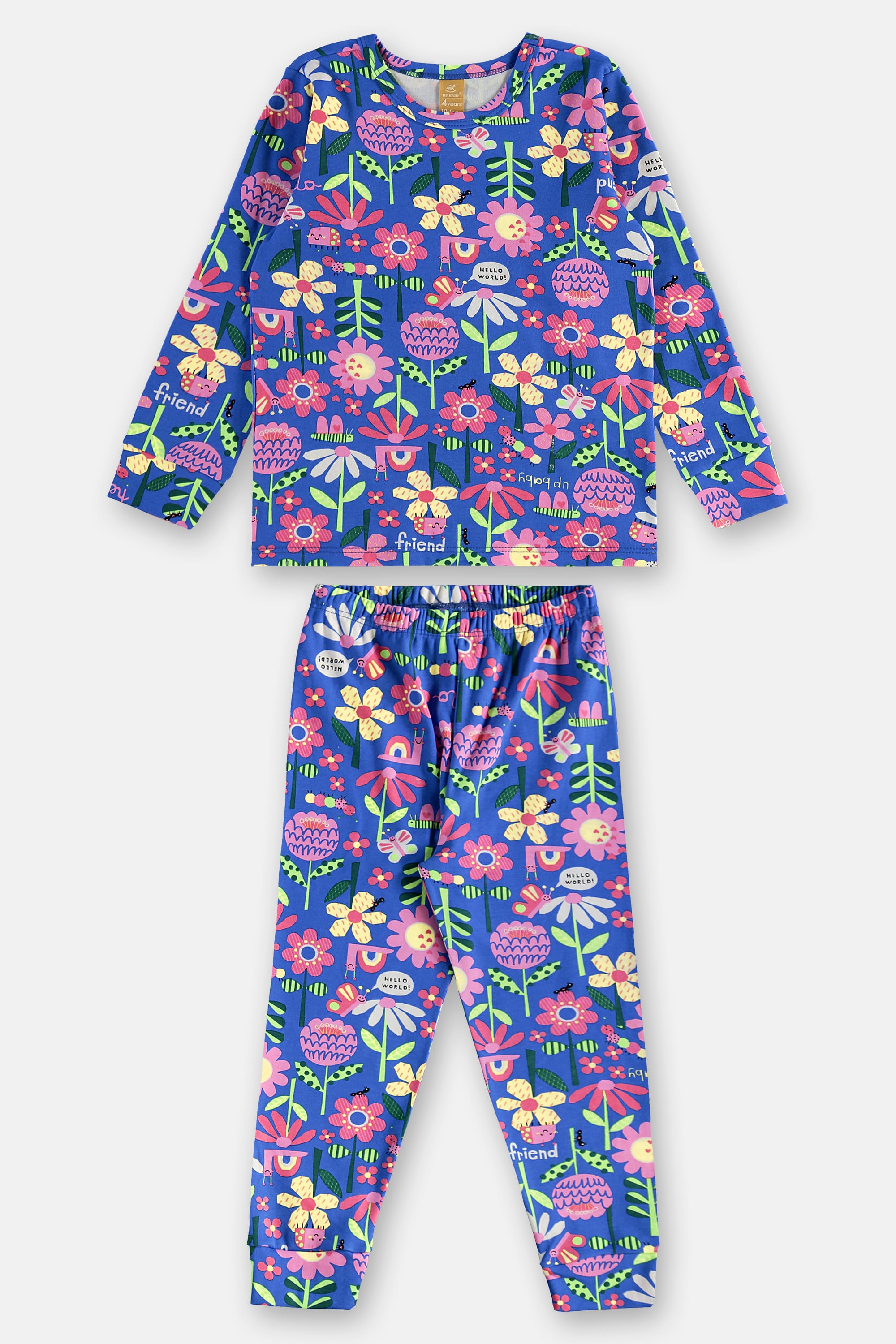 Pijama Longo Infantil Unissex em Suedine Estampado (Azul) Up Baby - Imagem 7