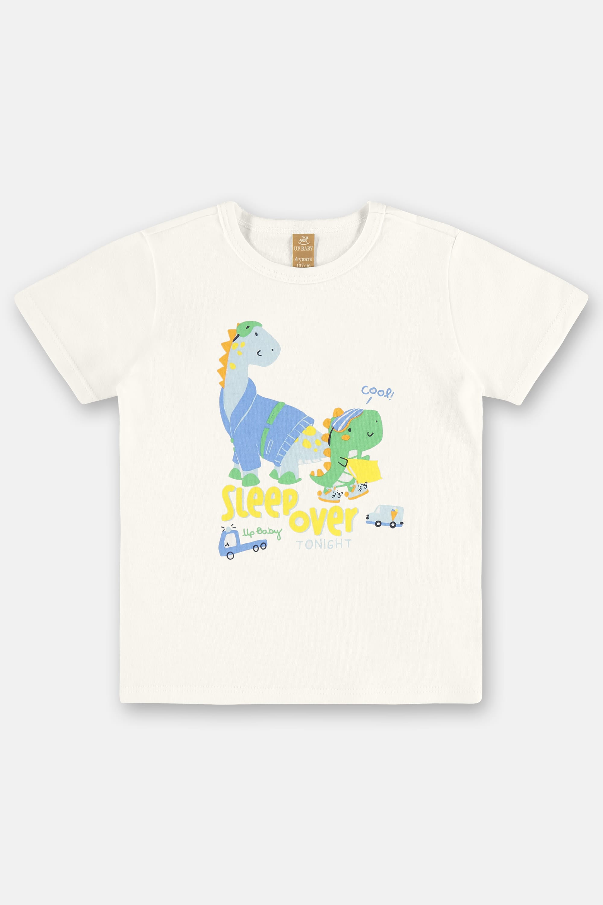Pijama Infantil de Verão com Camiseta e Bermuda Estampados (Off White) Up Baby - Imagem 16